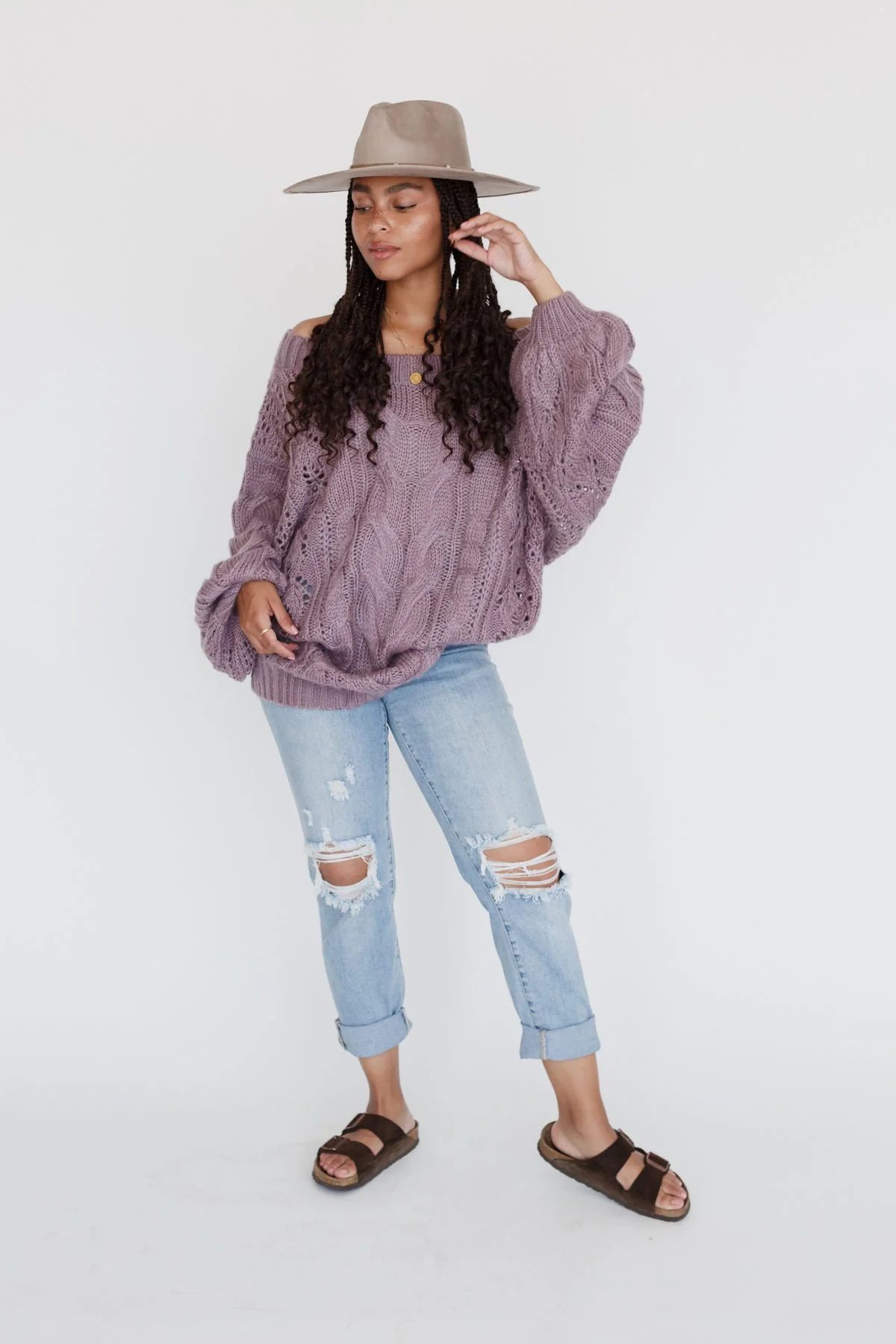 Golden Hour Bubble Sleeve Sweater Dress - Lavender - Image 10