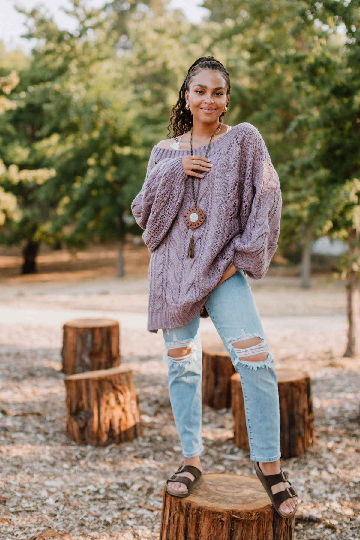 Golden Hour Bubble Sleeve Sweater Dress - Lavender - Image 4