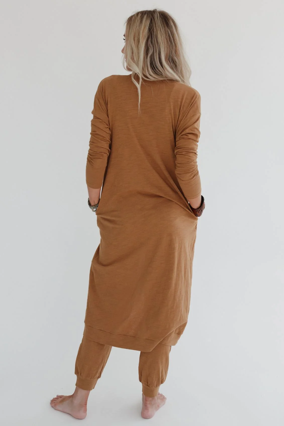 Set to Go Textured Jumpsuit And Cardigan Set - Camel - Image 4