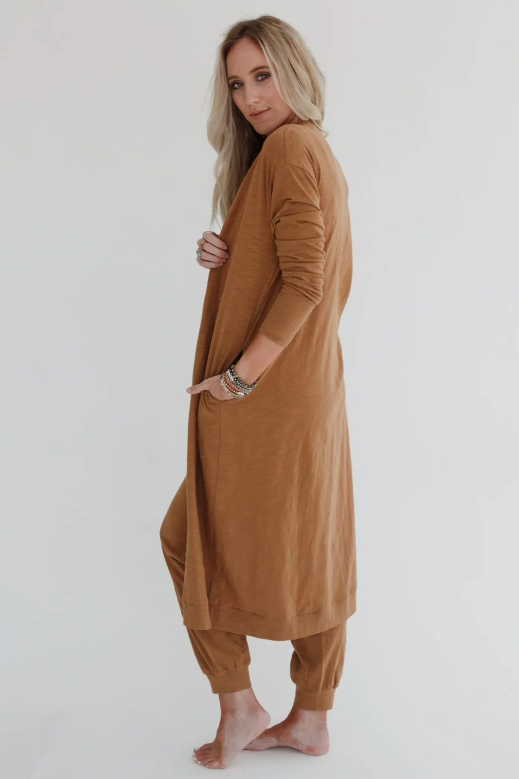 Set to Go Textured Jumpsuit And Cardigan Set - Camel - Image 7