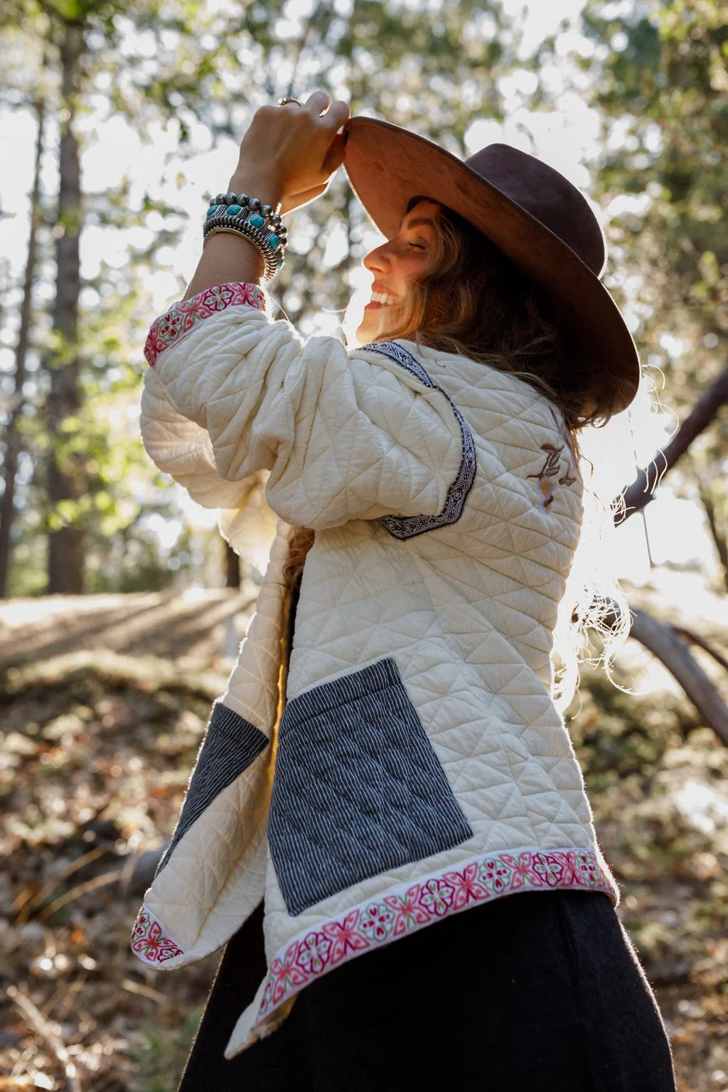 Adeline Embroidered Jacket - Cream - Image 5