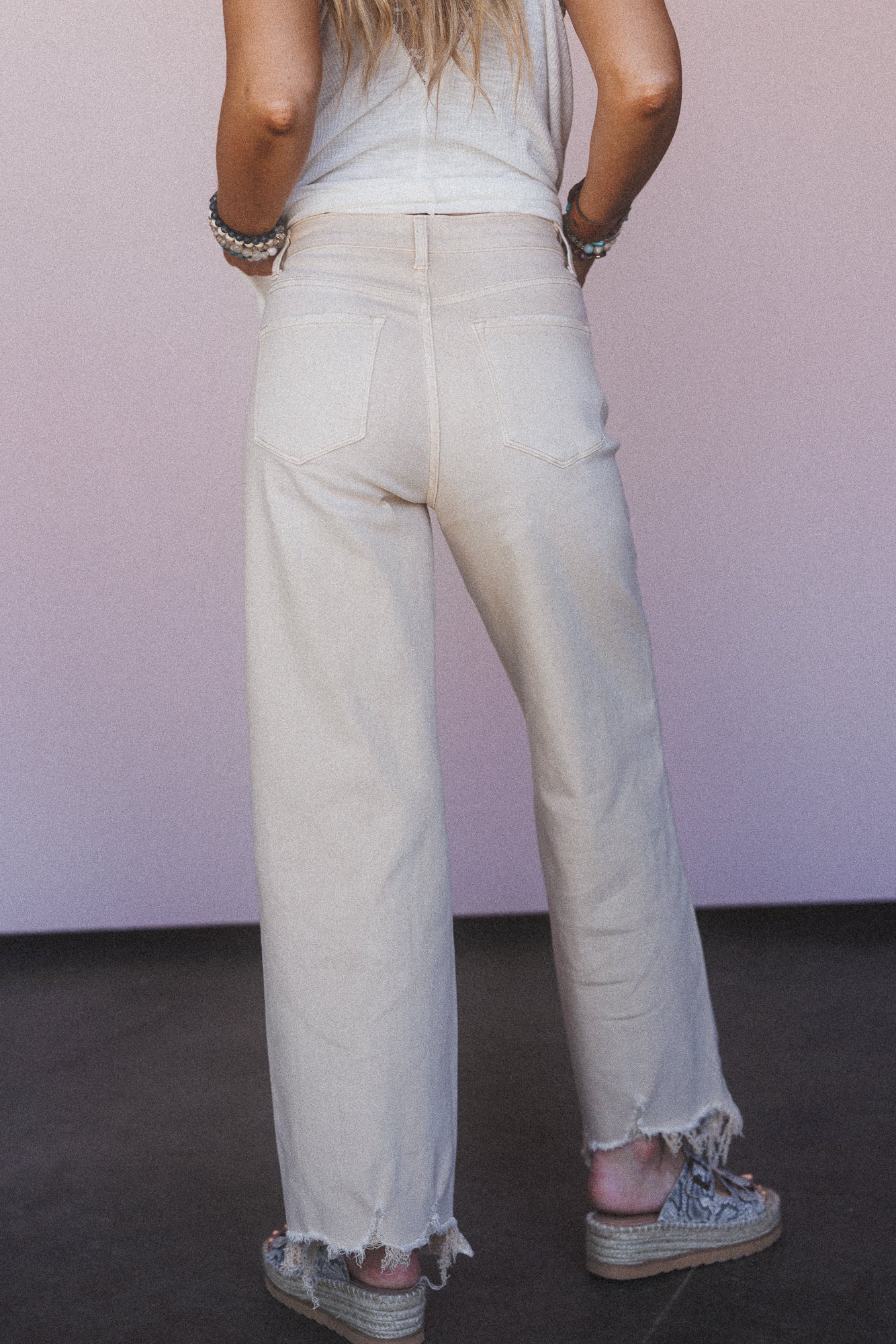 Aero Distressed Jeans - Beige - Image 5