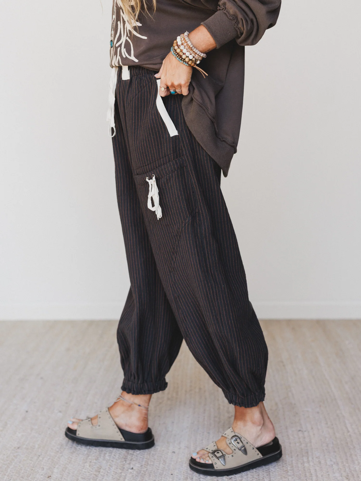 Ahoy Boho Striped Joggers - Midnight - Image 2