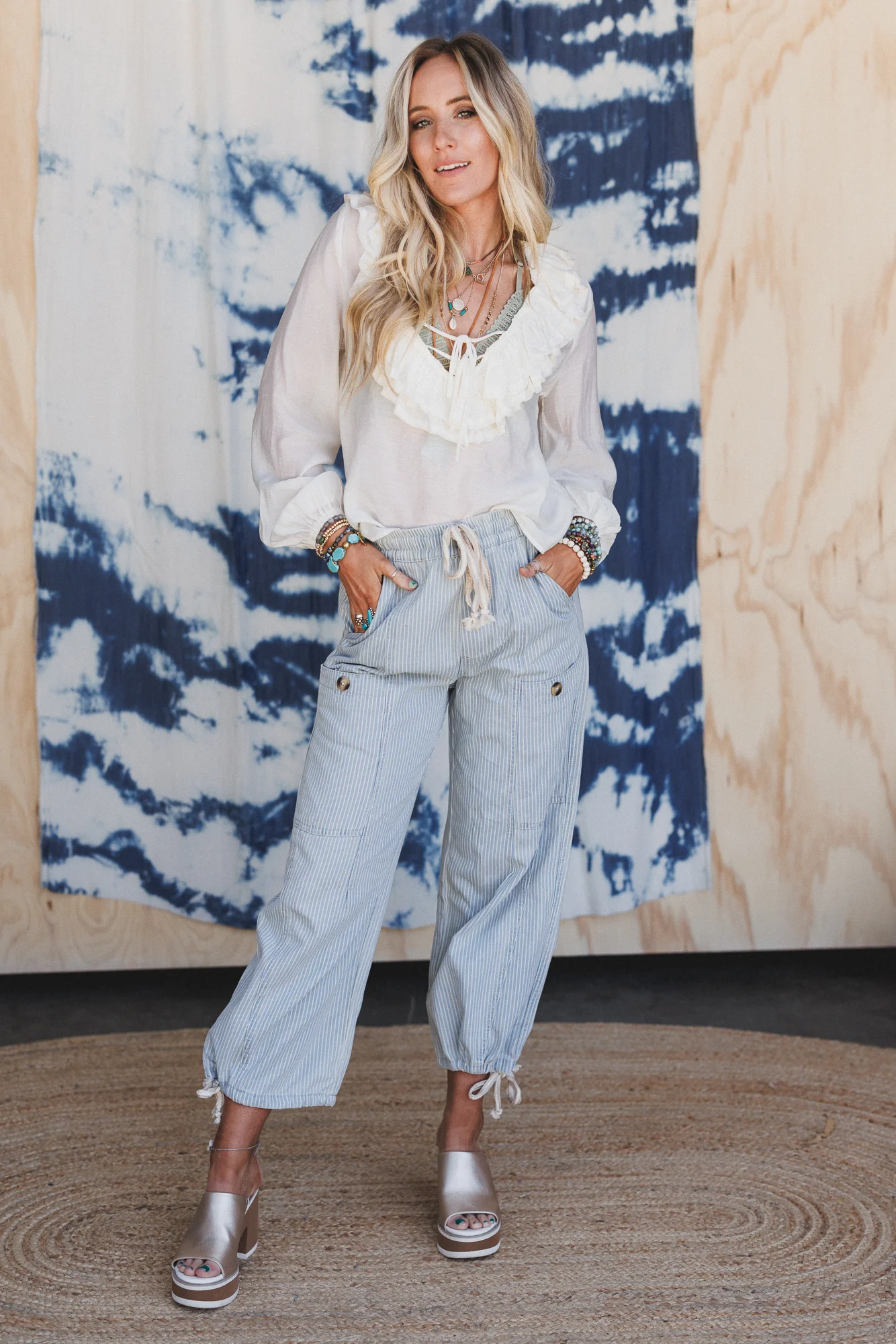 Alila Ruffled V Neck Blouse - Off White - Image 7