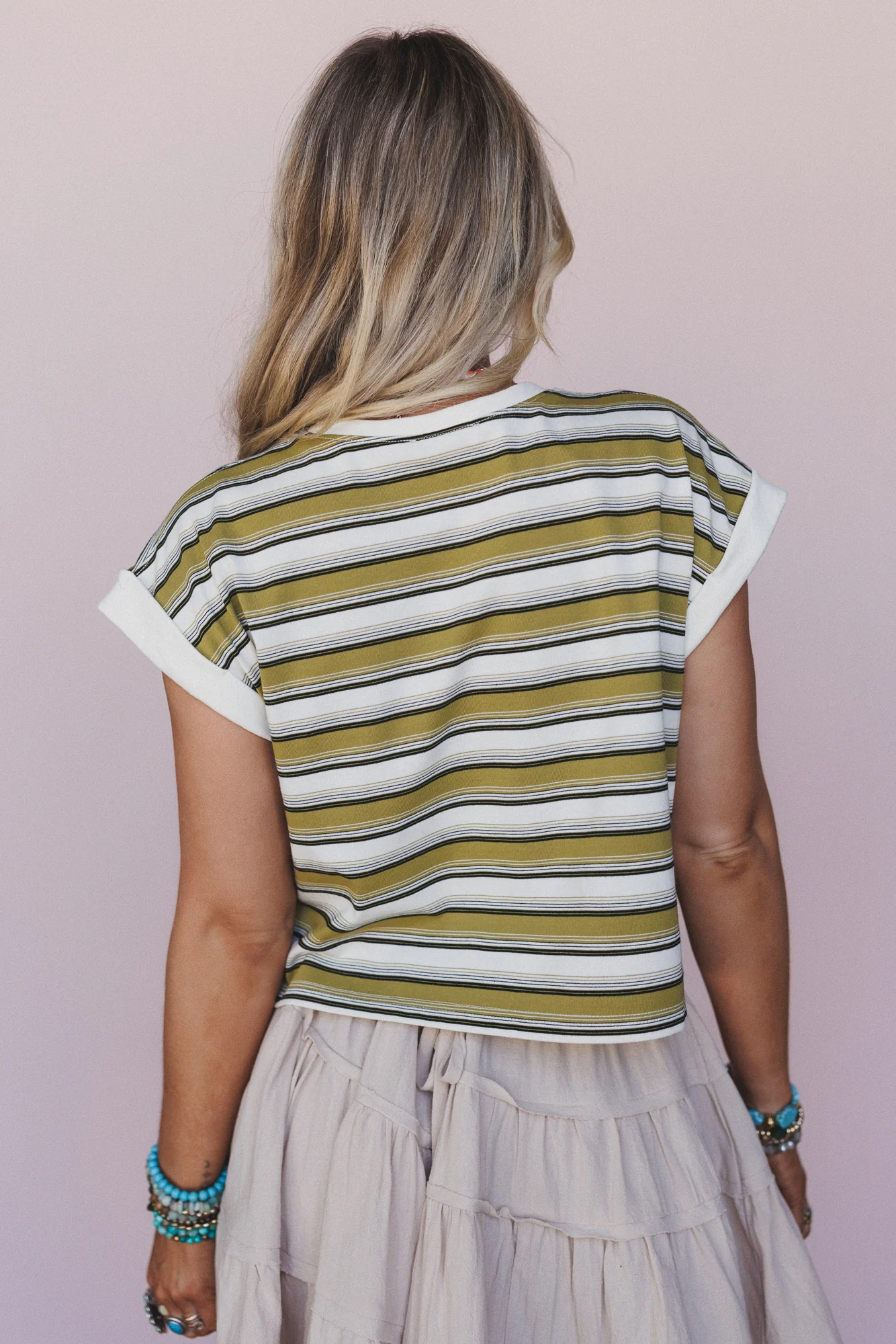 All Day Cool Striped Top - Olive Multi - Image 4