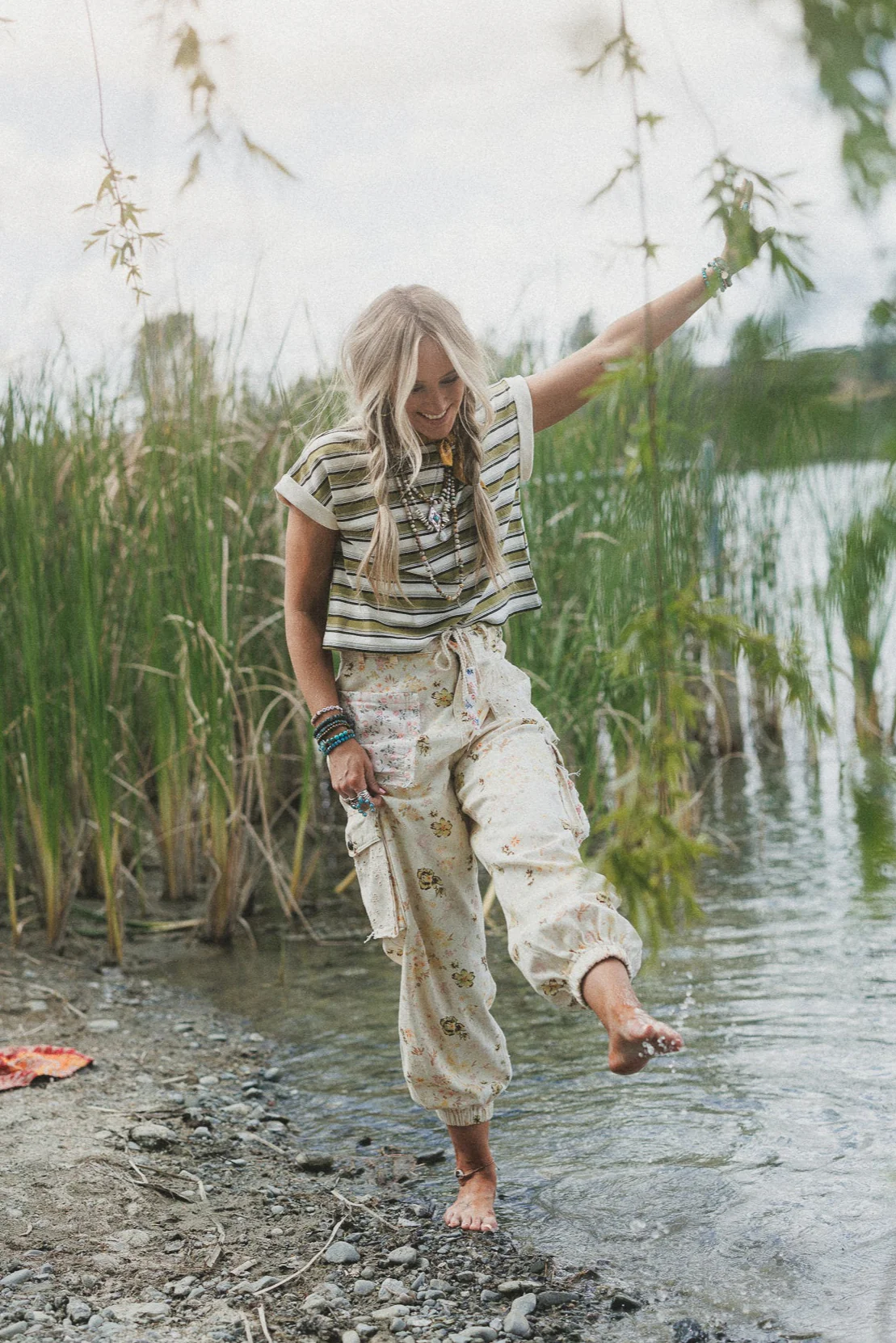 All Day Cool Striped Top - Olive Multi - Image 6