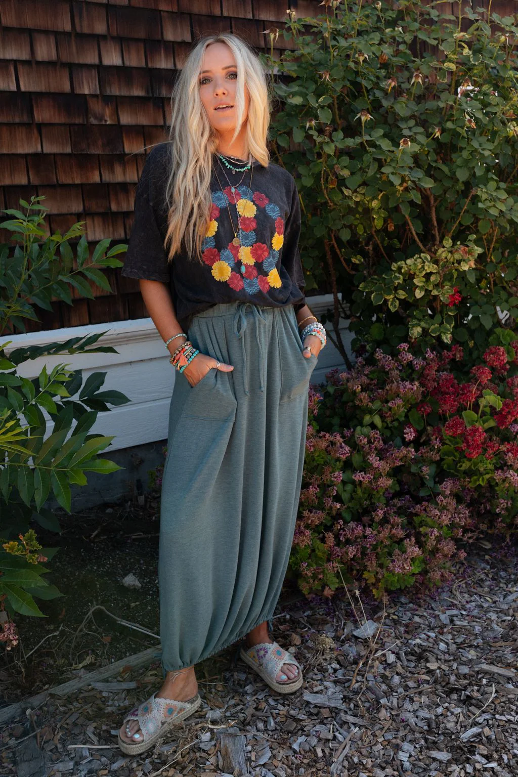 The Nest All In Drawstring Maxi Skirt - Teal - Image 2