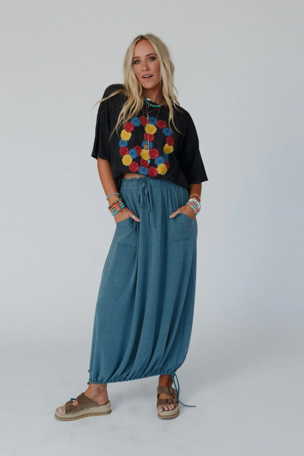 The Nest All In Drawstring Maxi Skirt - Teal - Image 7