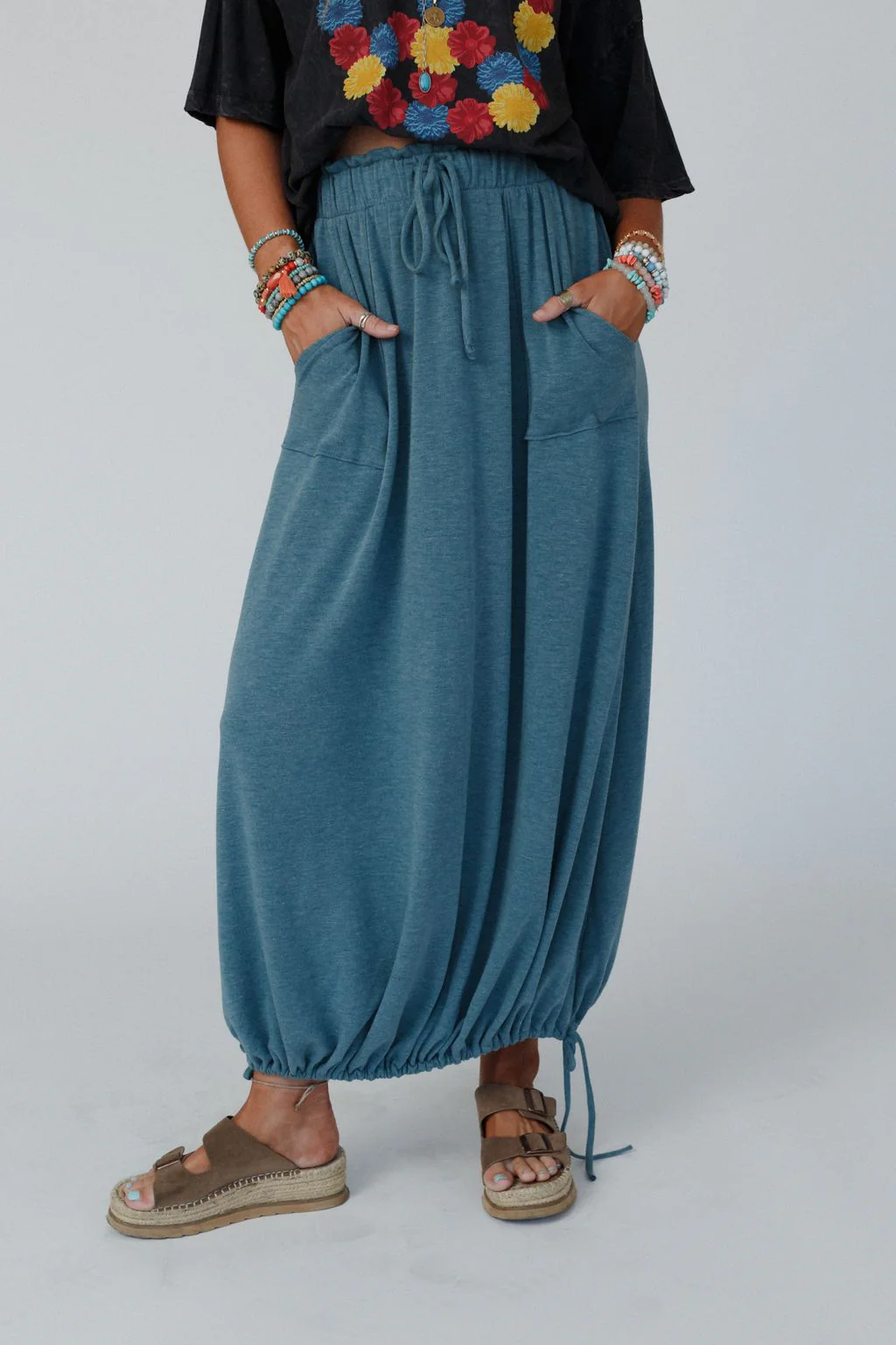 The Nest All In Drawstring Maxi Skirt - Teal - Image 9