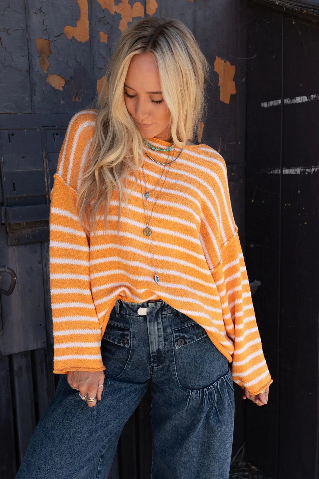 All My Stripes Oversized Sweater - Apricot - Image 2