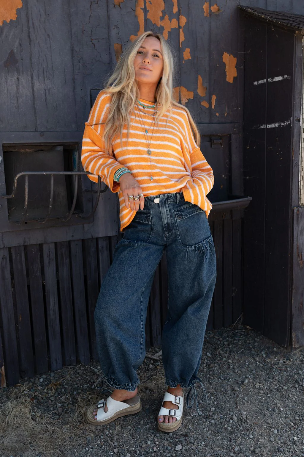 All My Stripes Oversized Sweater - Apricot - Image 3