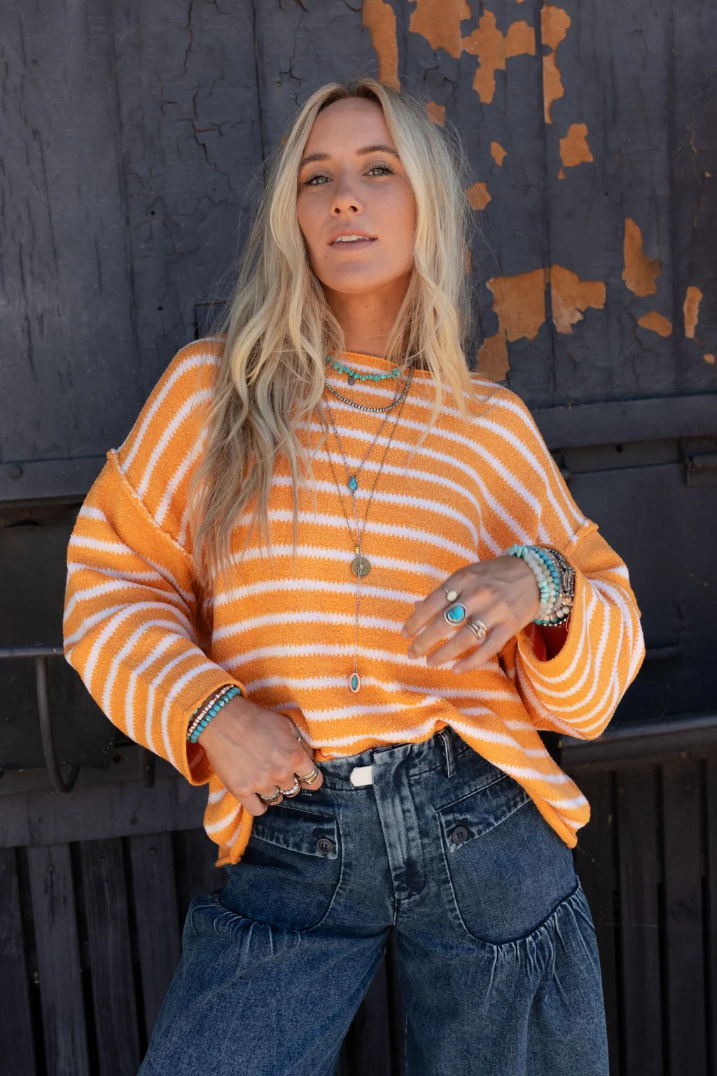 All My Stripes Oversized Sweater - Apricot - Image 4