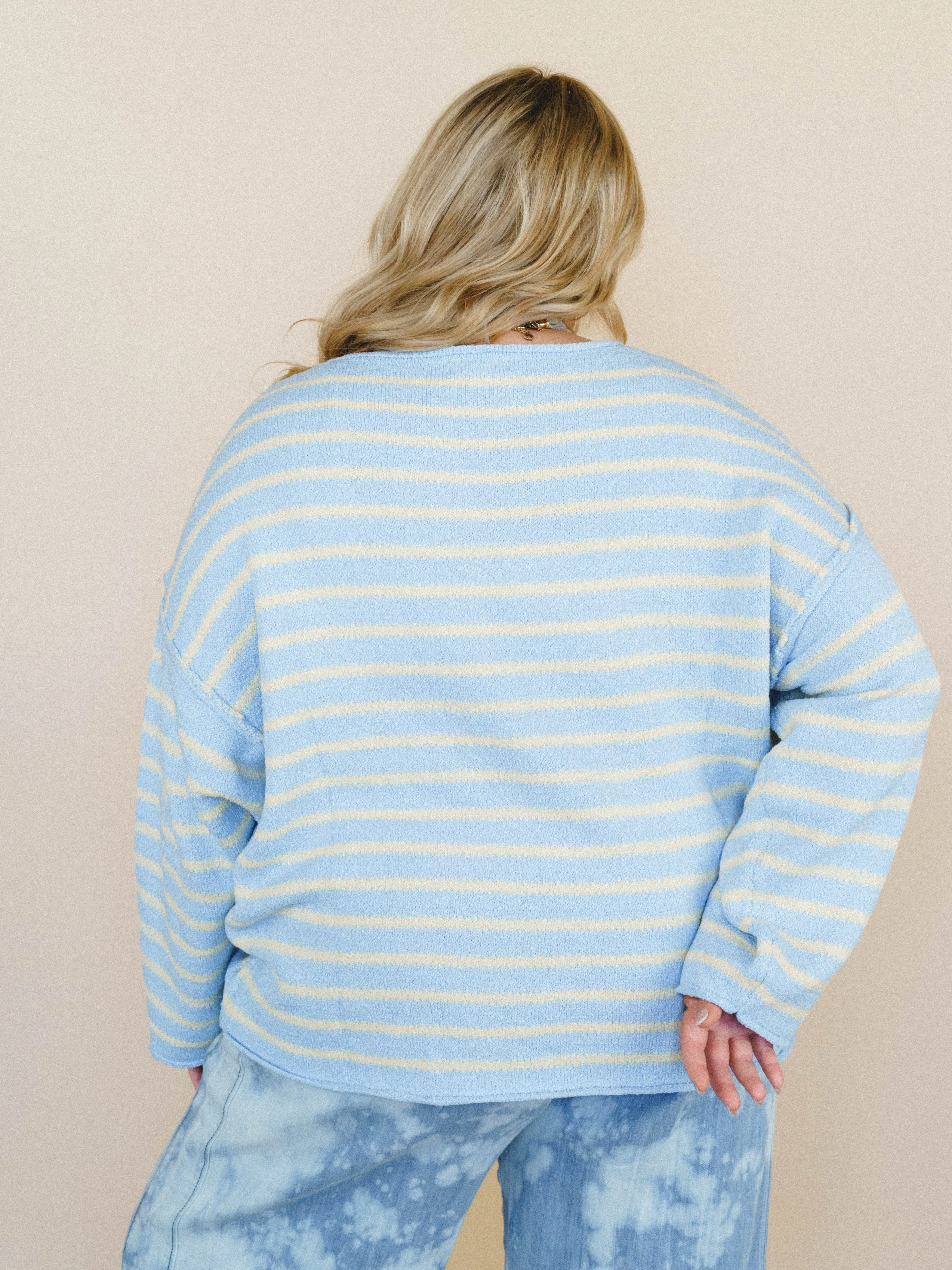 All My Stripes Oversized Sweater - Chambray Butter - Image 3