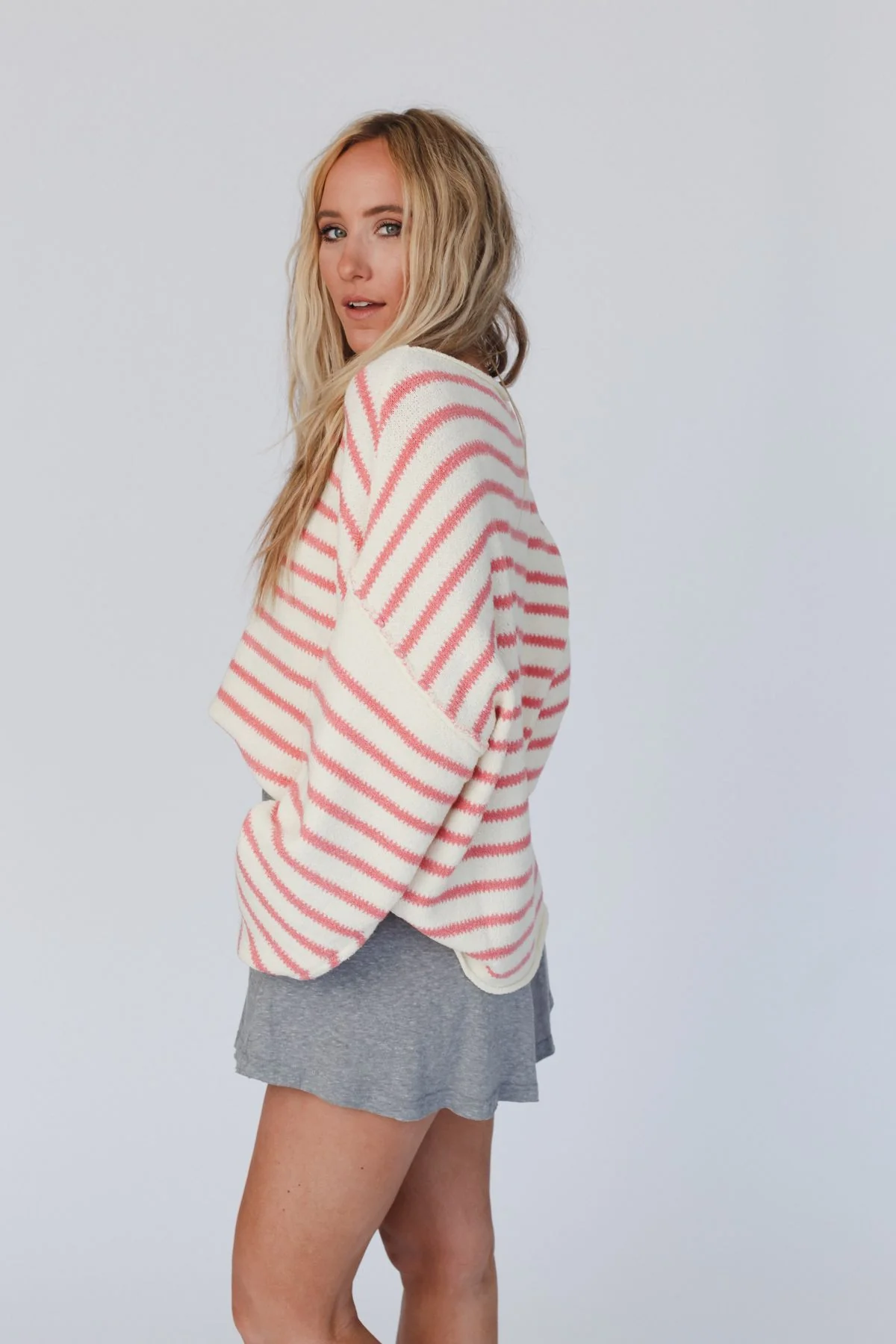 All My Stripes Oversized Sweater - Cream Pink - Image 5