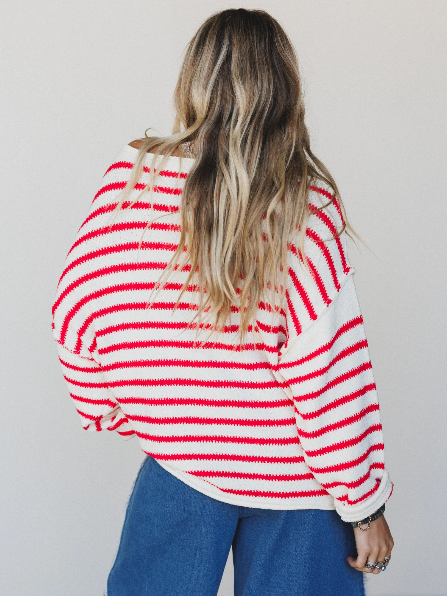 All My Stripes Oversized Sweater - Red - Image 4