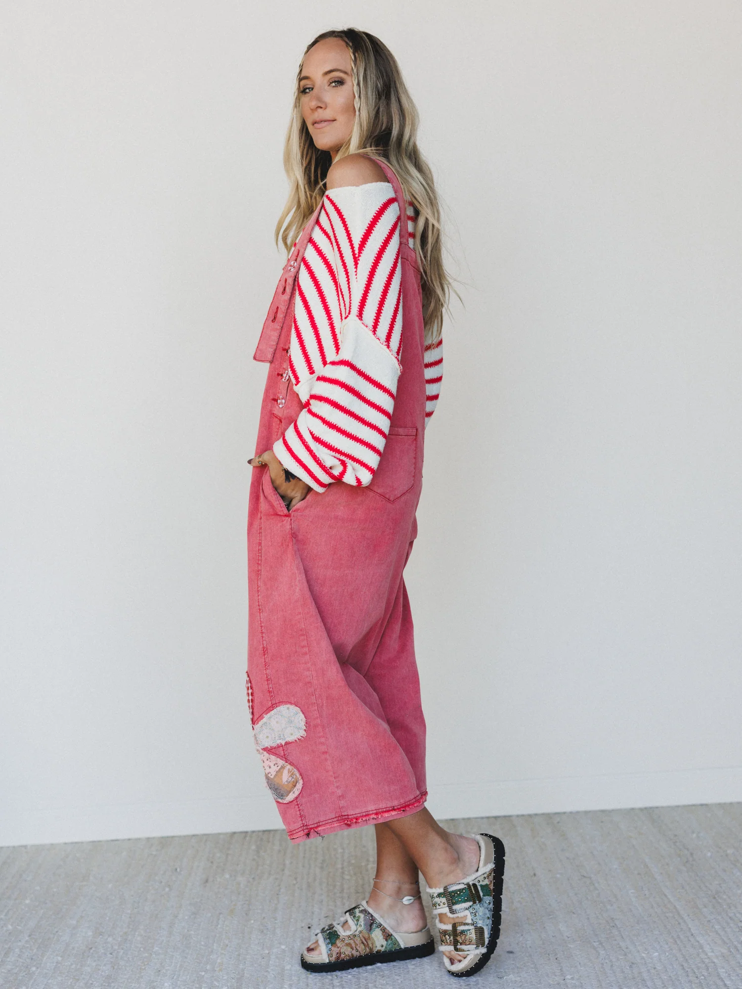 All My Stripes Oversized Sweater - Red - Image 5