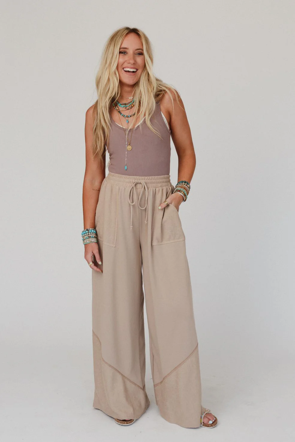 The Nest All Set Wide Leg Pants - Cuban Sand