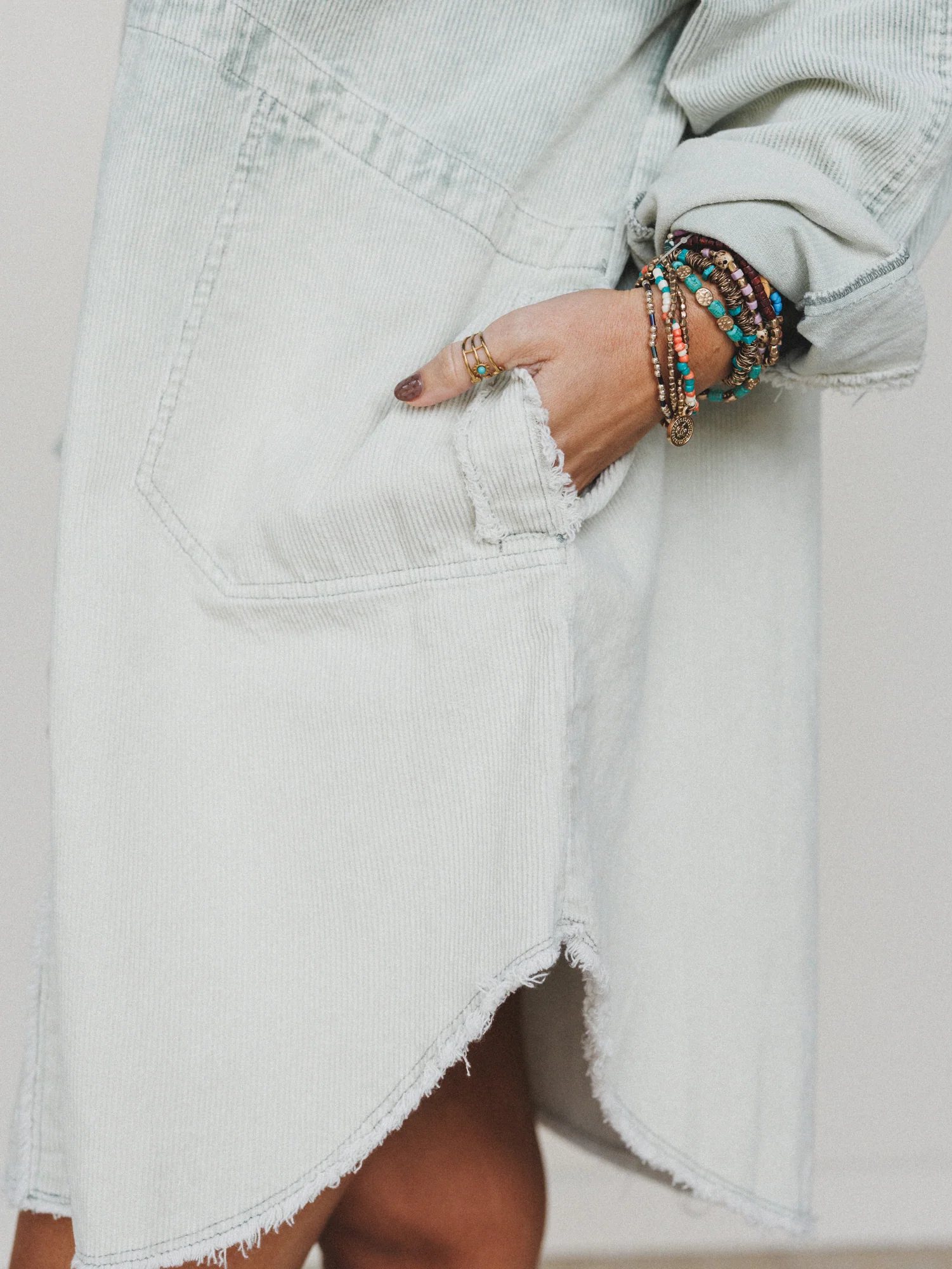 All You Do Tie Dye Corduroy Tunic Dress - Sage - Image 4
