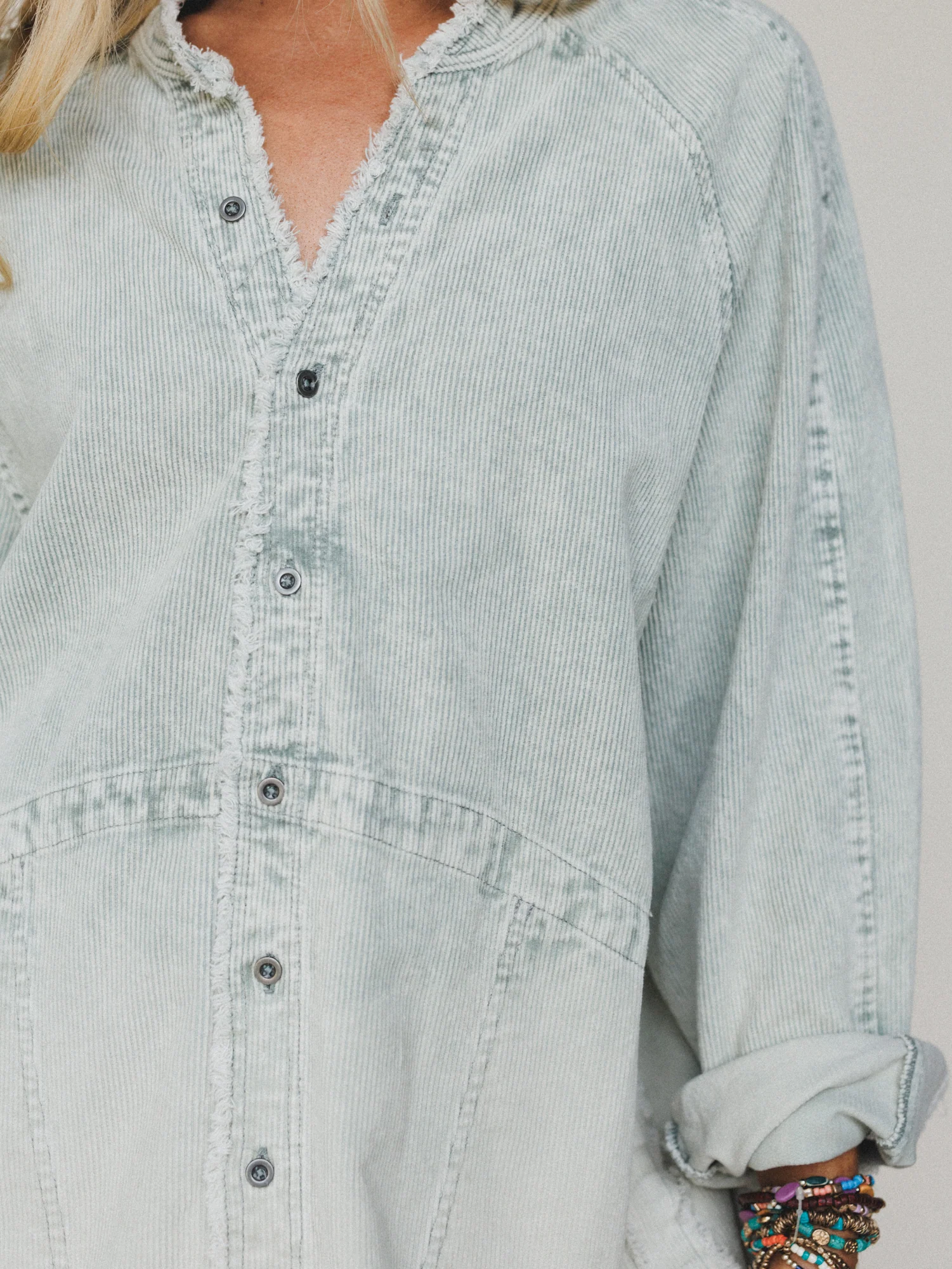 All You Do Tie Dye Corduroy Tunic Dress - Sage - Image 5