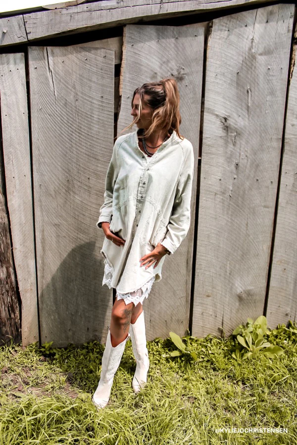 All You Do Tie Dye Corduroy Tunic Dress - Sage - Image 9