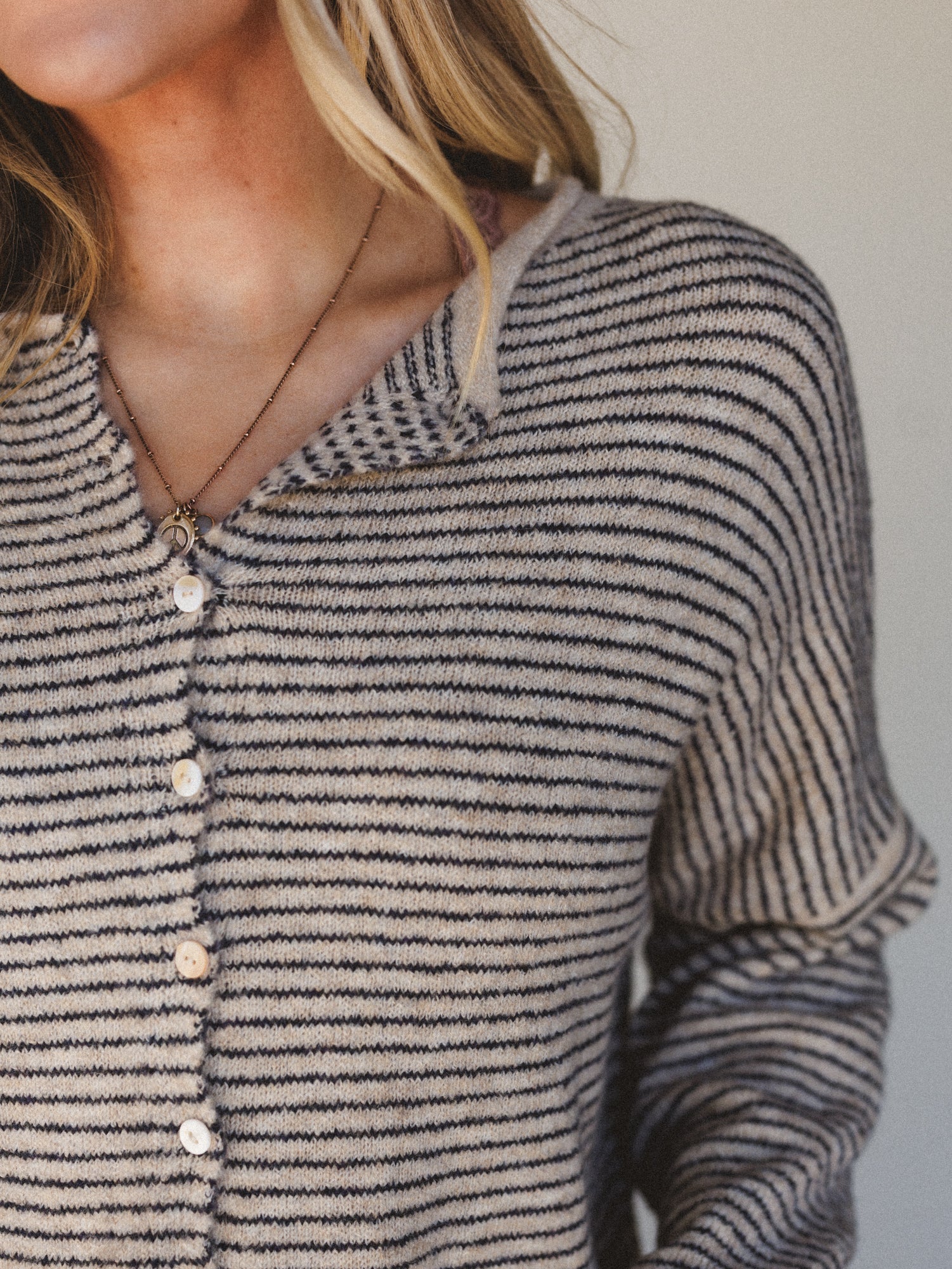 Amara Button Down Cardigan - Natural - Image 3