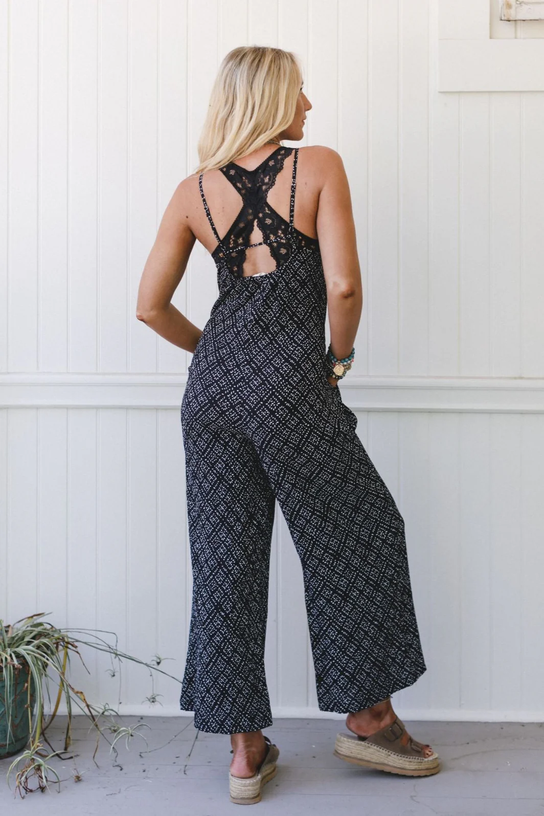 Annabelle Printed Jumpsuit - Black - Image 2