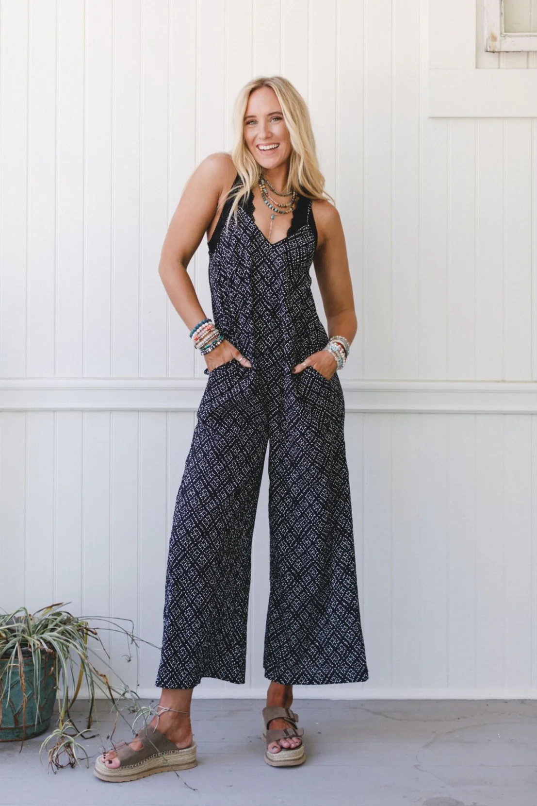 Annabelle Printed Jumpsuit - Black - Image 6