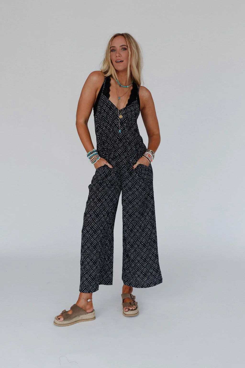 Annabelle Printed Jumpsuit - Black - Image 7