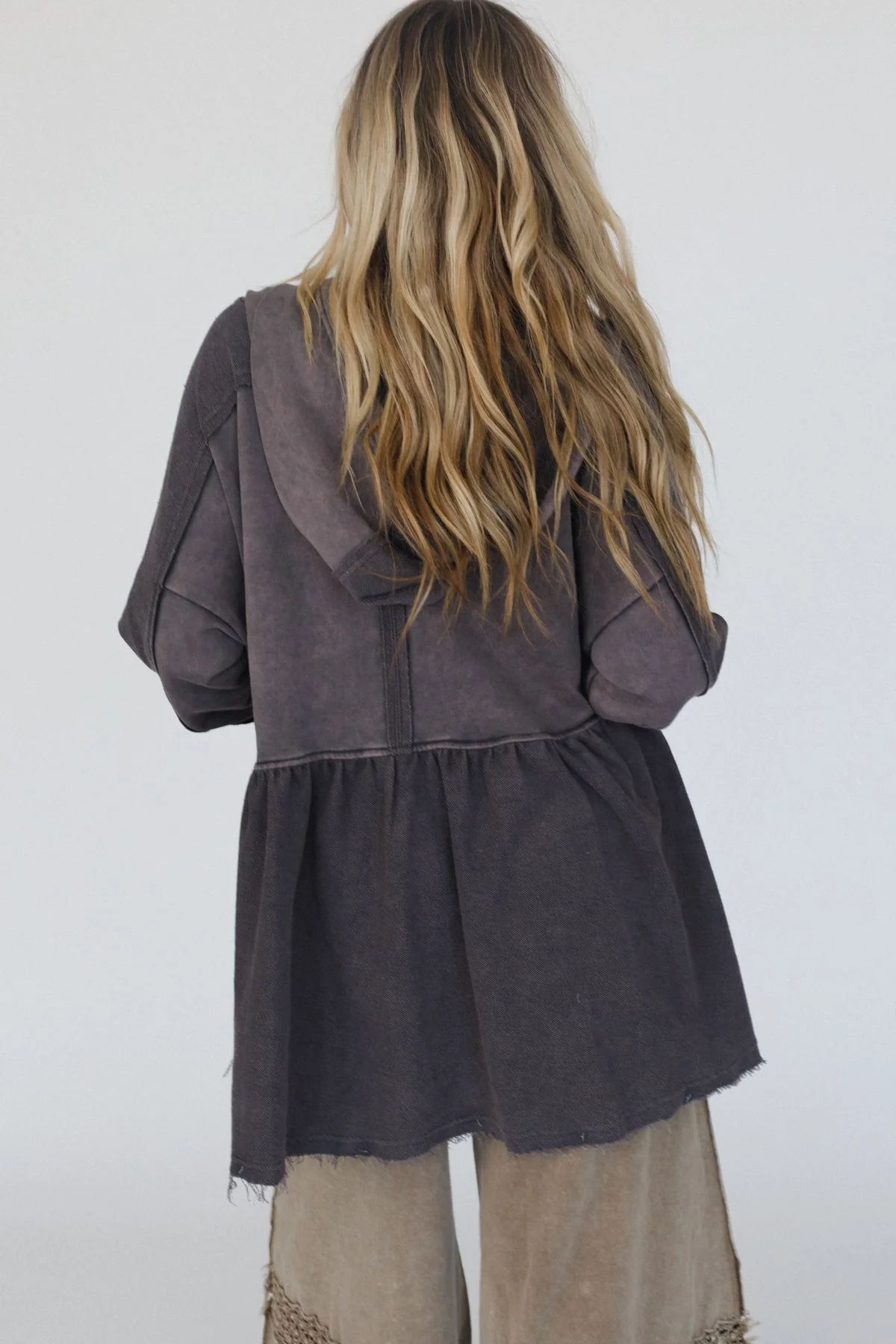 Annie Zip Up Hoodie Shacket - Gray - Pre Order - Image 2