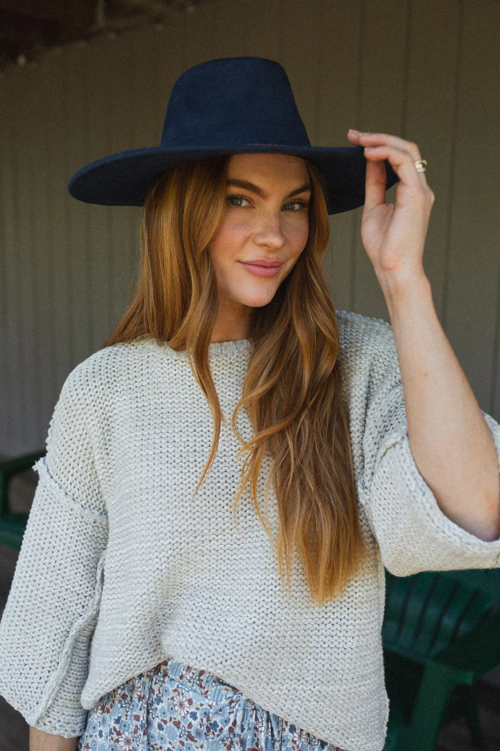 Arizona Braided Wide Brim Hat - Navy - Image 5