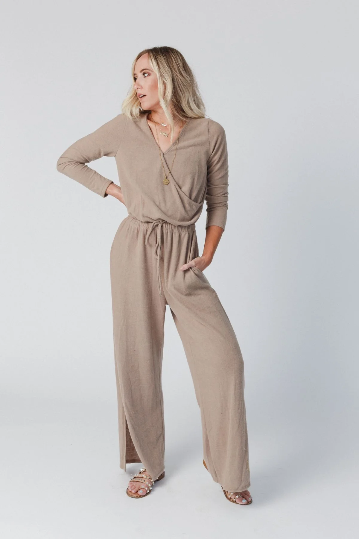 The Nest As It Was Cross Front Jumpsuit - Mocha - Image 6