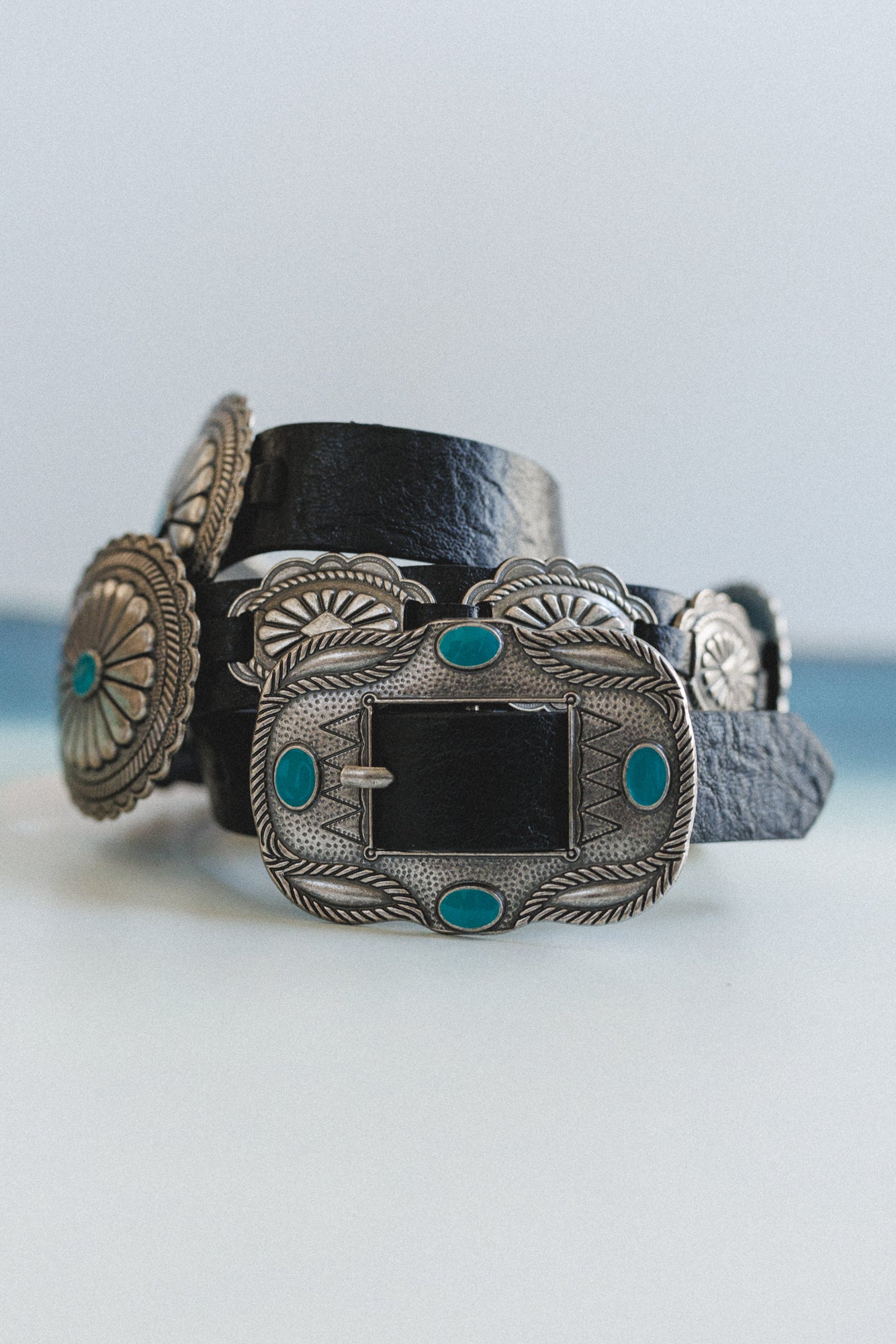 Austin Turquoise Concho Belt - Black - Pre Order - Image 2