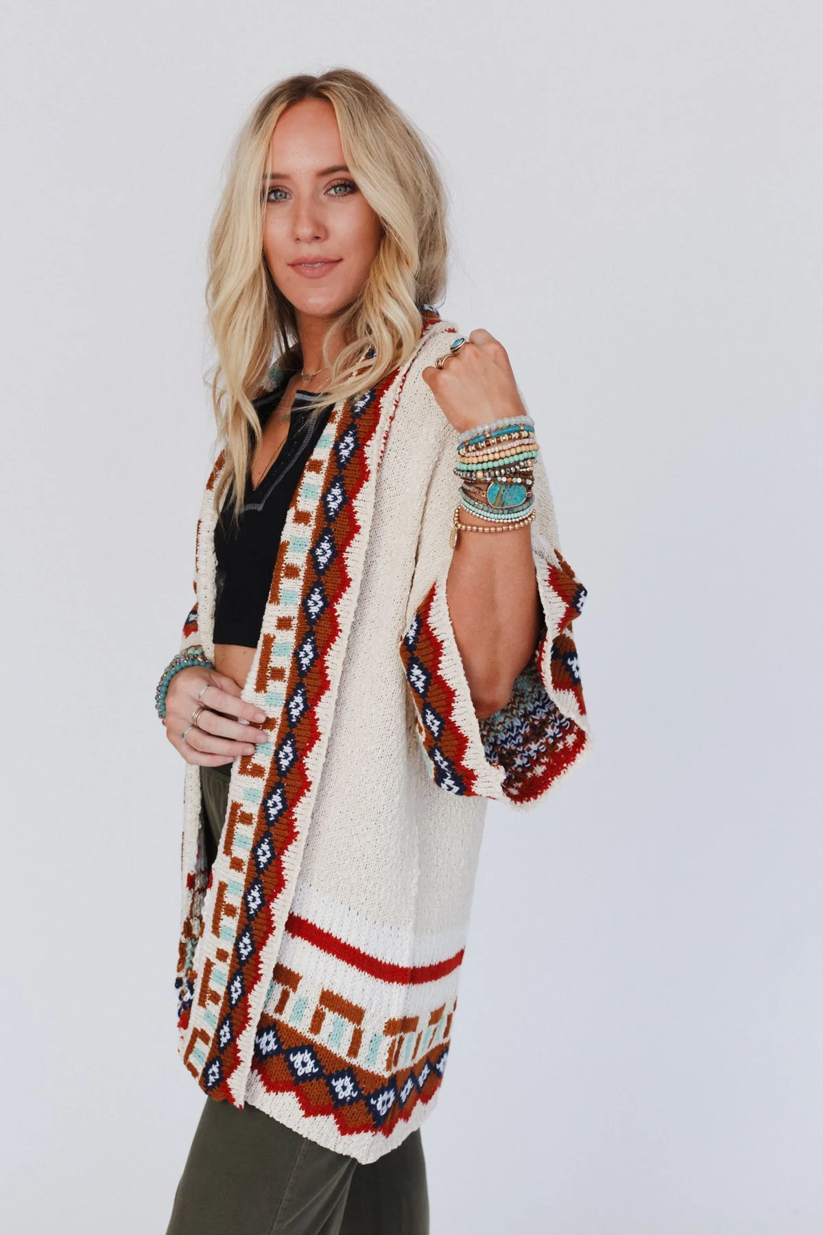 Ava Knit Cardigan - Ivory - Image 3