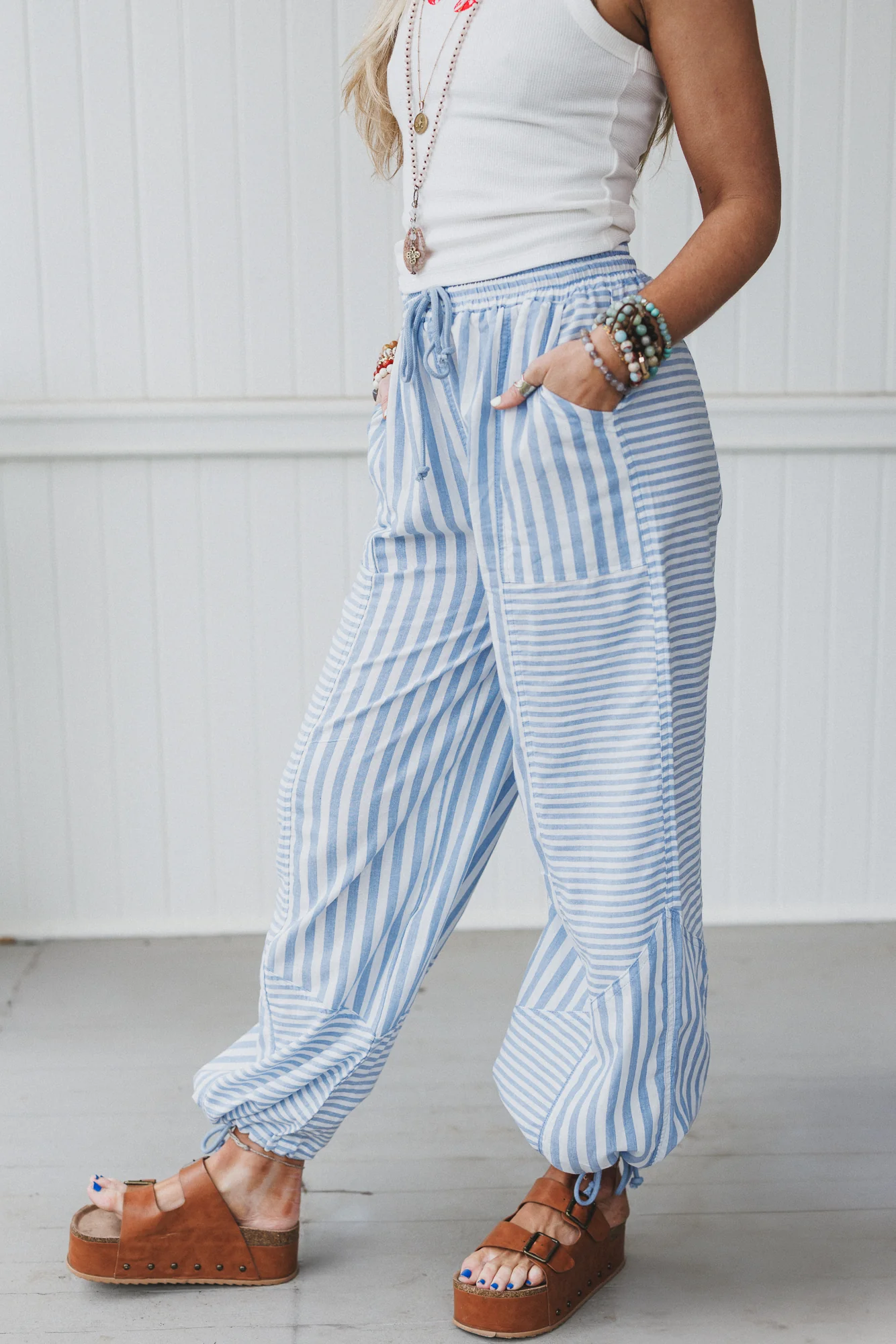 Aveline Striped Pants - Blue - Image 2