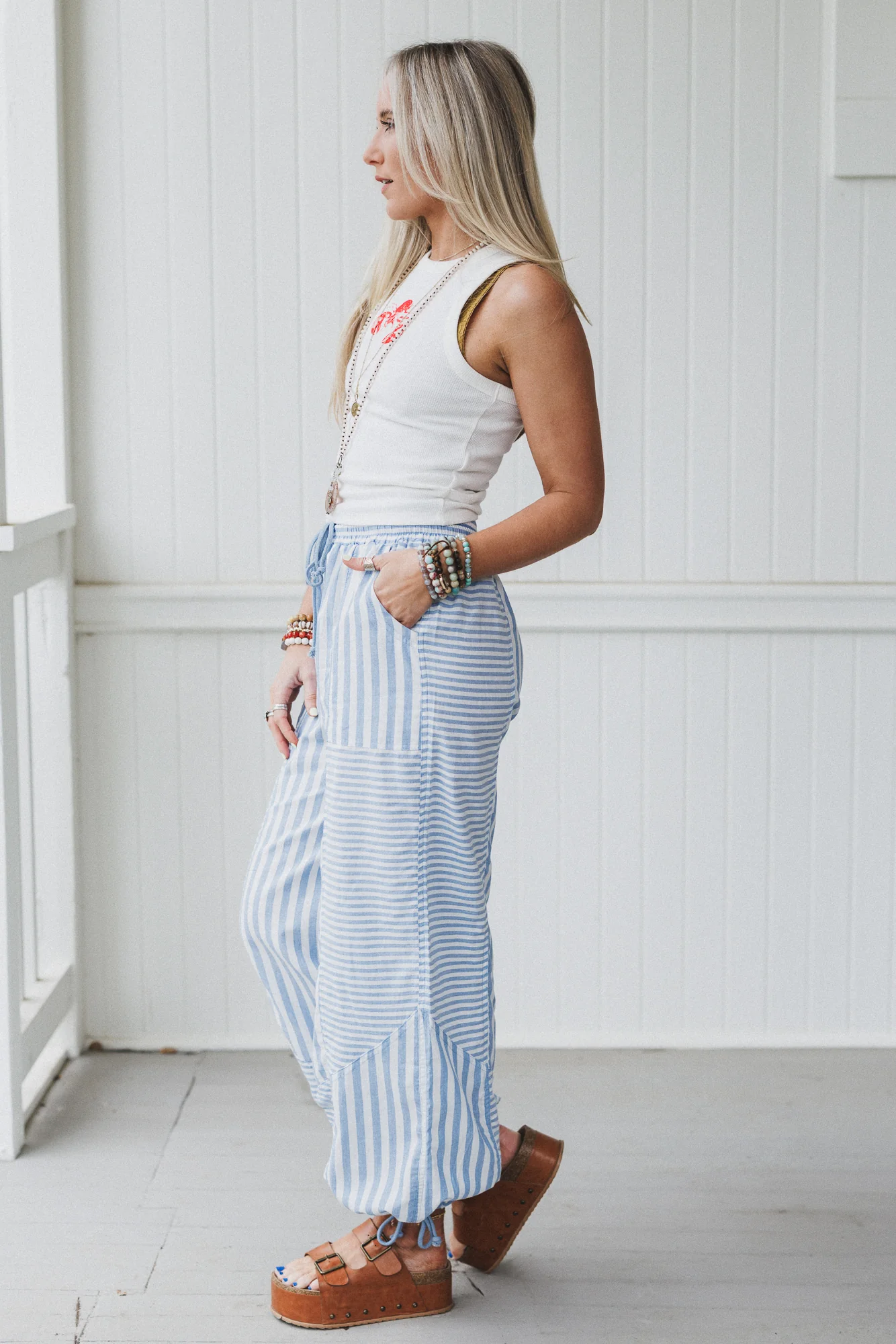 Aveline Striped Pants - Blue - Image 5