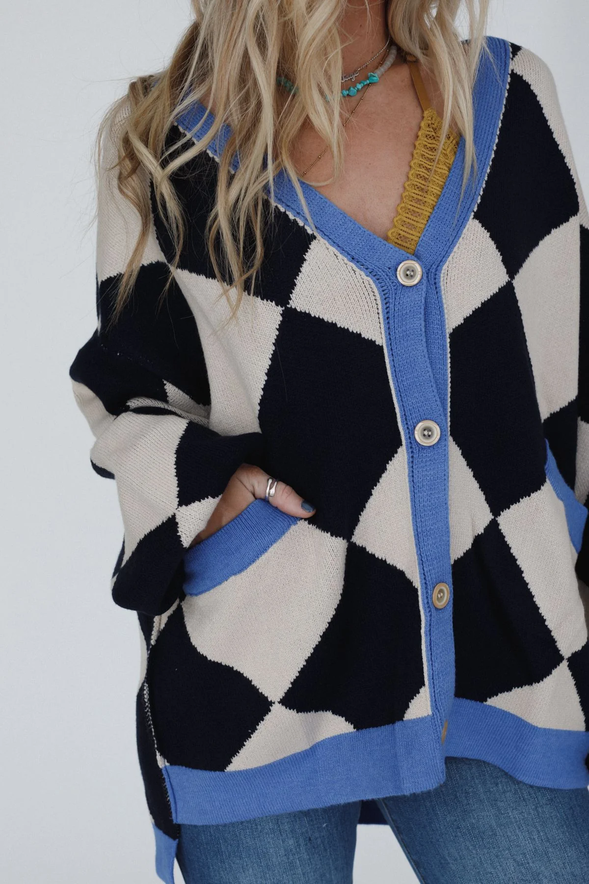 Ayla Argyle Cardigan - Navy - Image 2