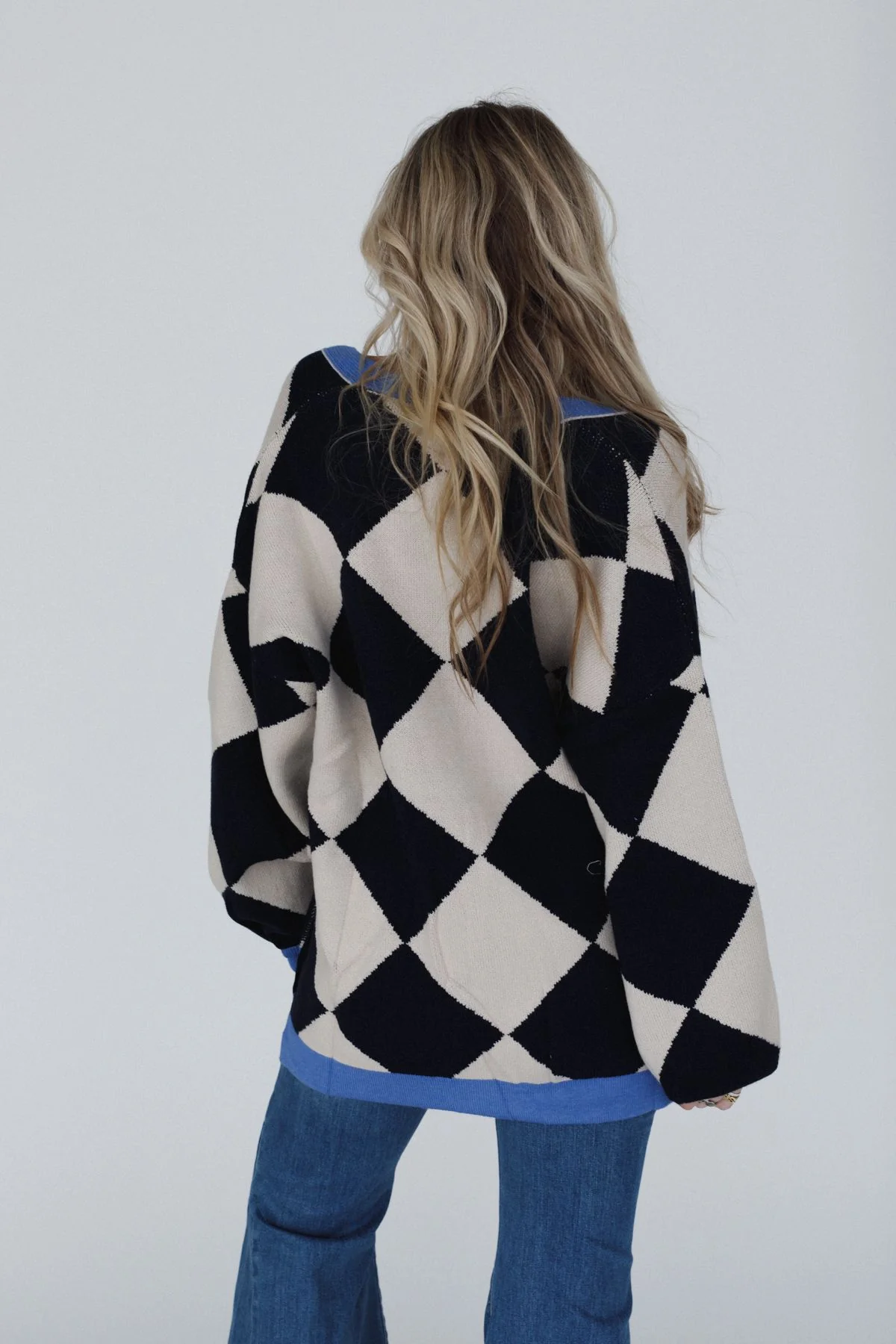 Ayla Argyle Cardigan - Navy - Image 3