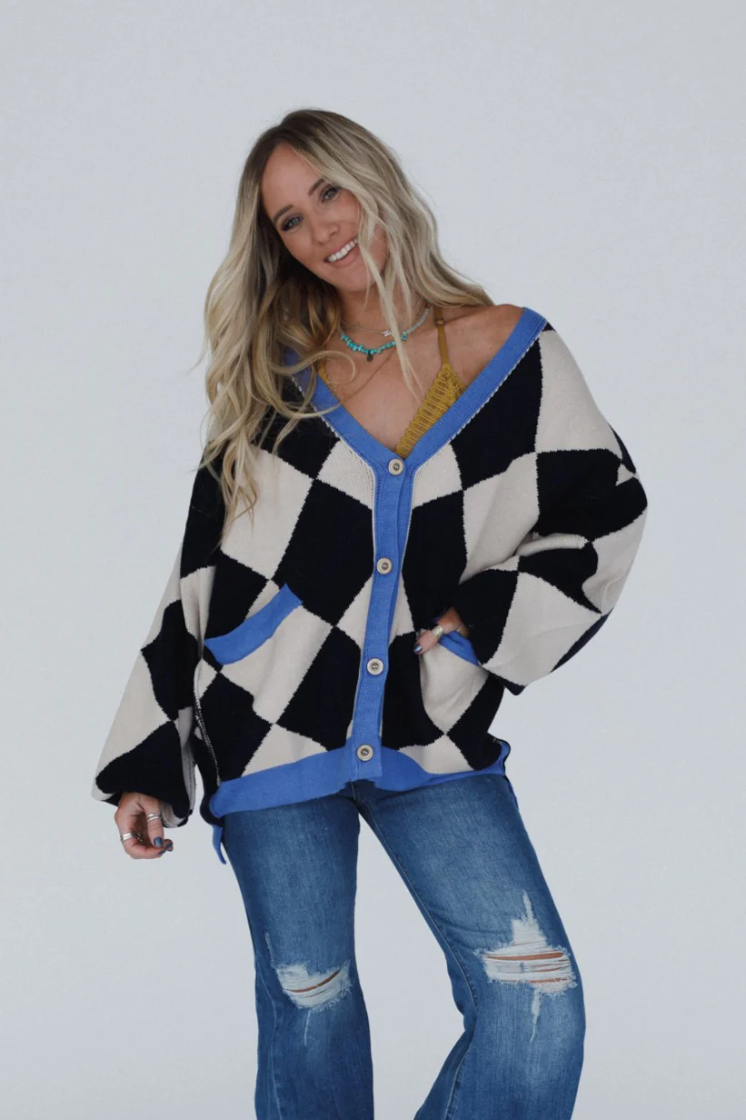 Ayla Argyle Cardigan - Navy - Image 4