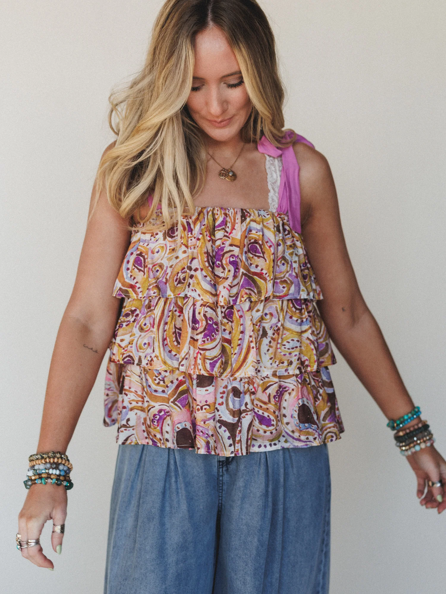 Baby Bloom Ruffle Print Top - Violet Multi - Image 5