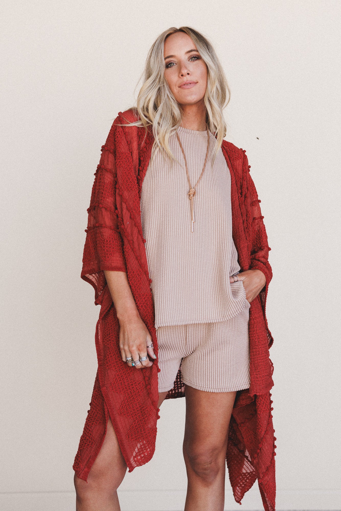 Bali Embroidered Kimono - Rust - Image 4
