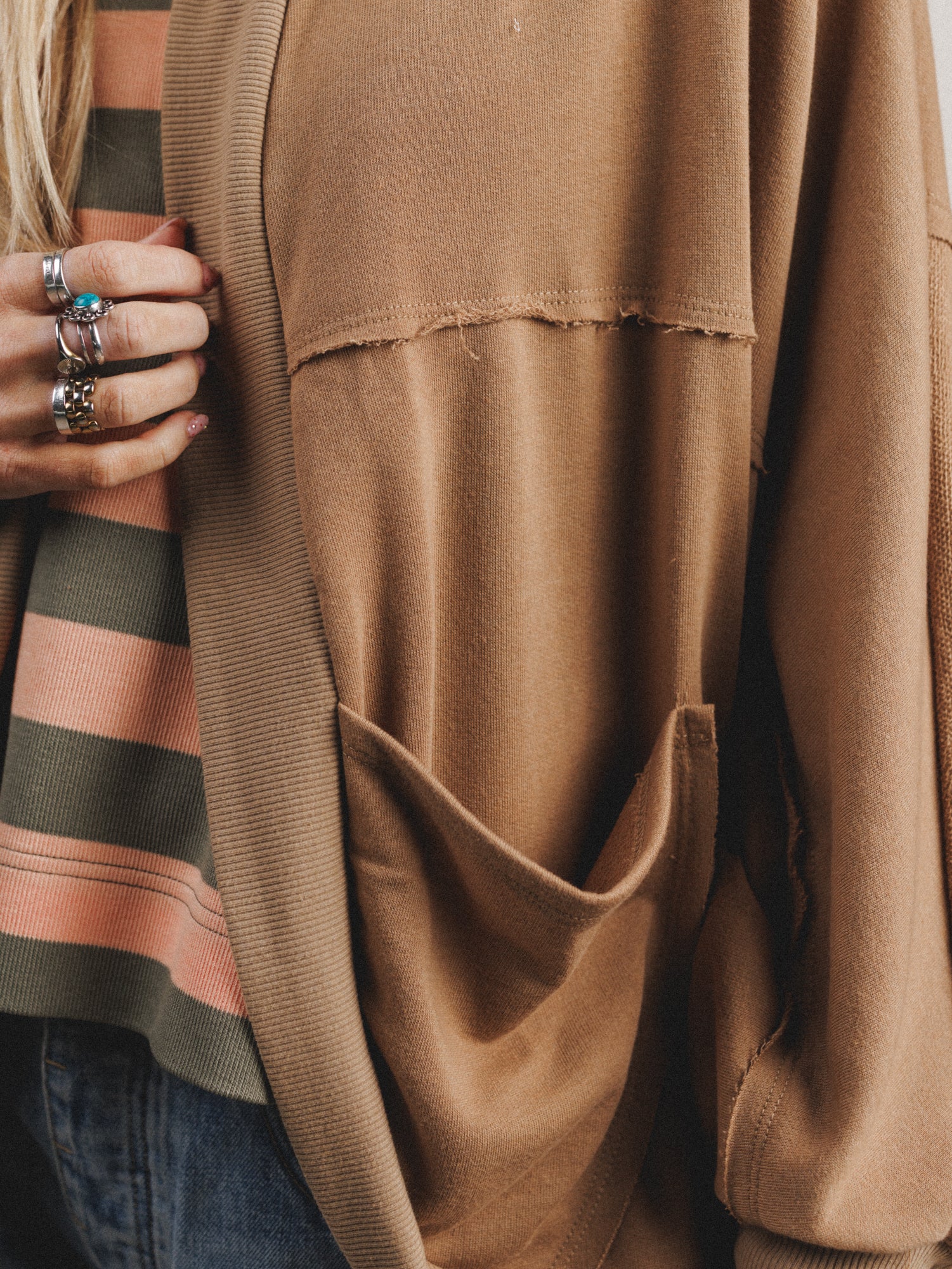 Barely Bound Hoodie Cardigan - Camel - Image 6