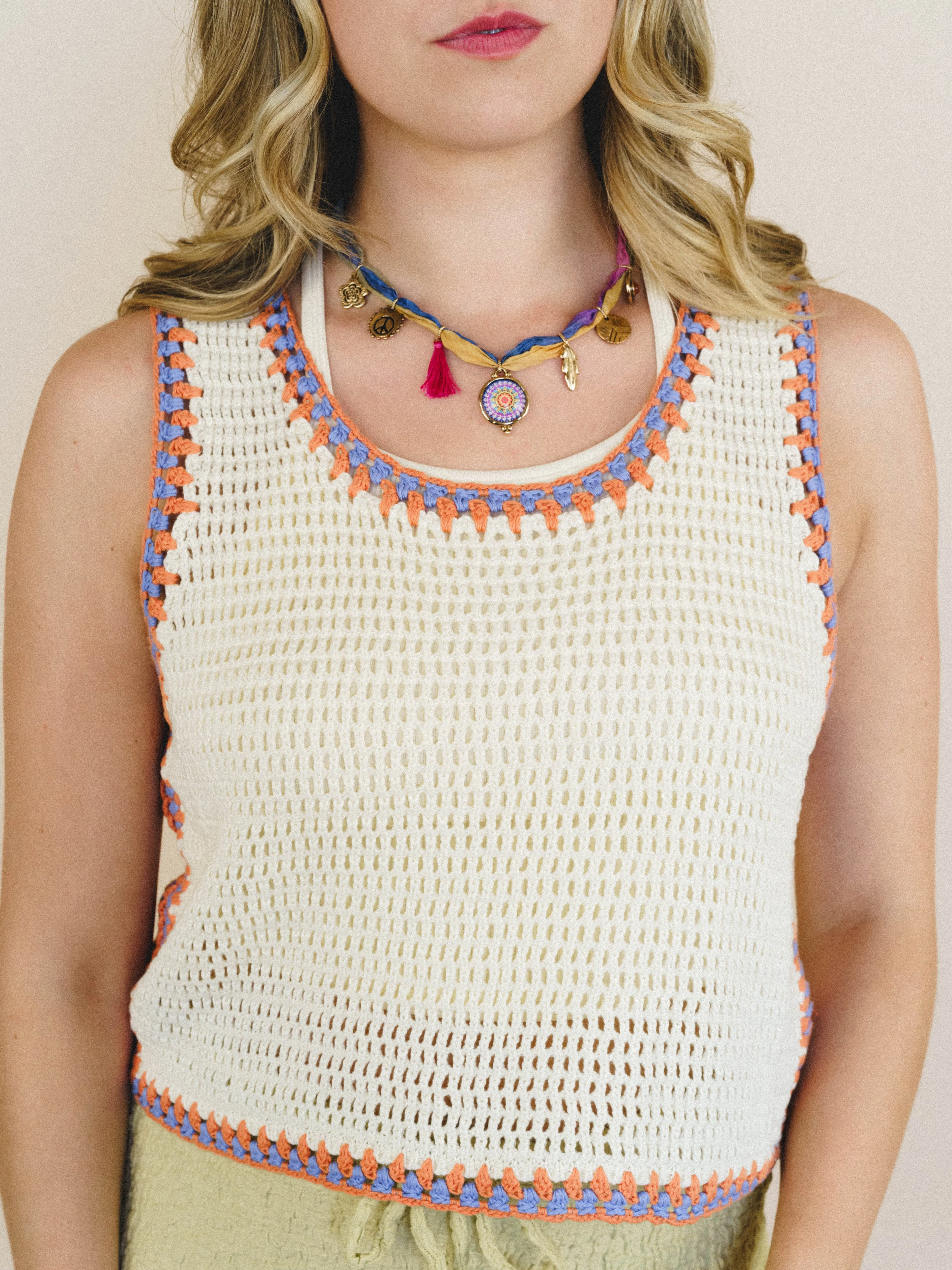 Beach Trips Crochet Tank - Ivory - Image 4