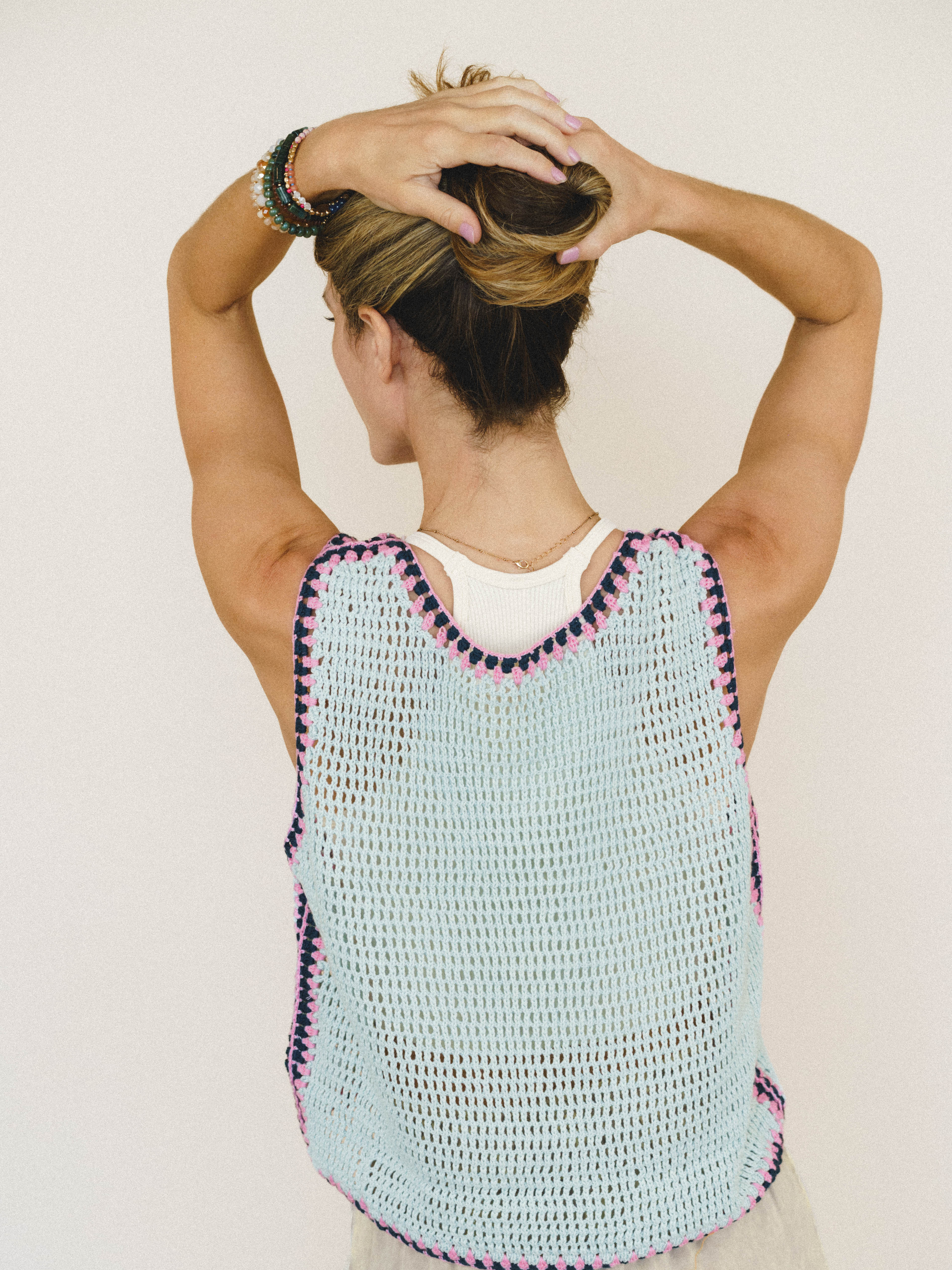 Beach Trips Crochet Tank - Powder Blue - Image 3