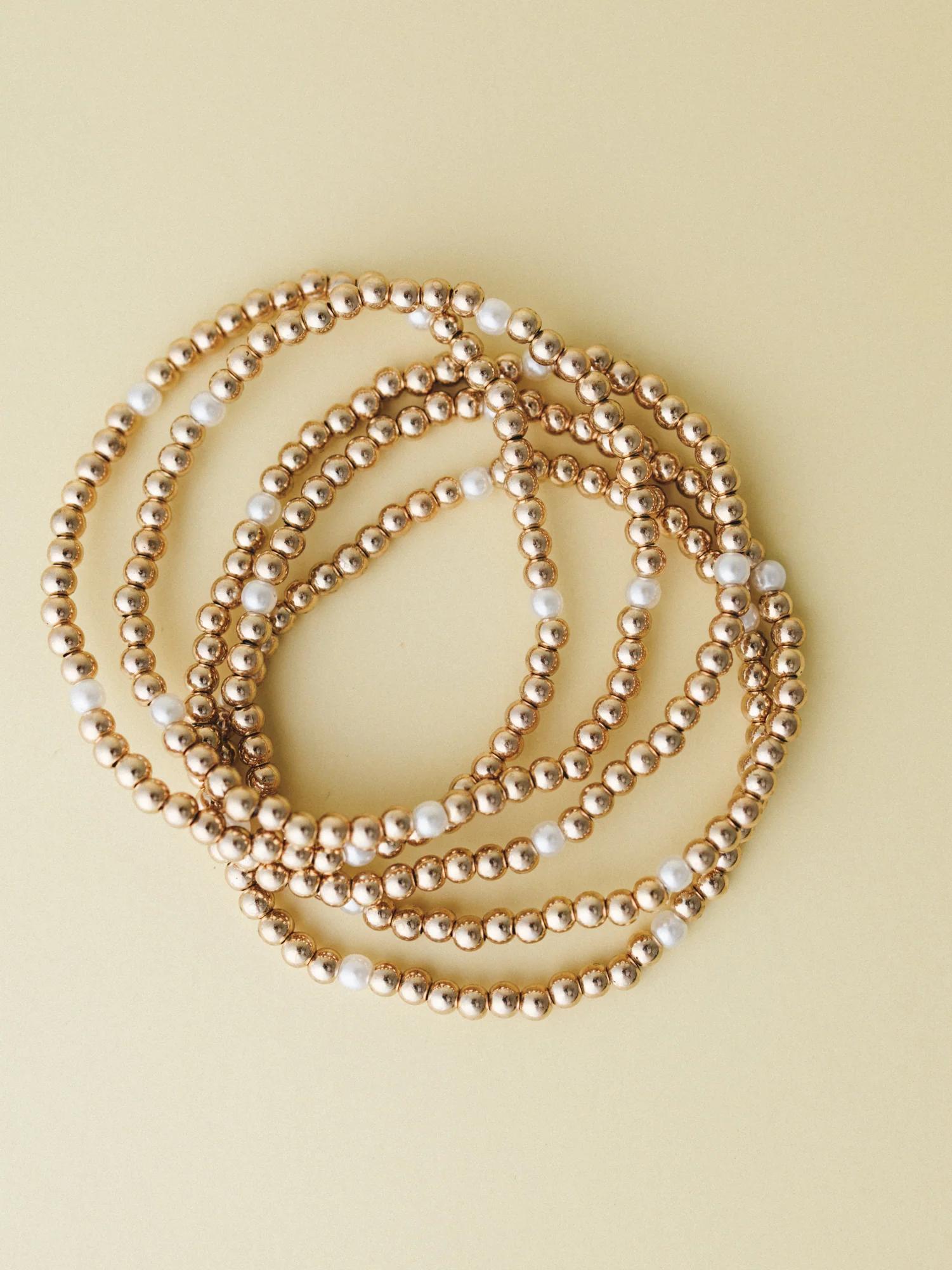 Beaded Bracelet Set - Gold