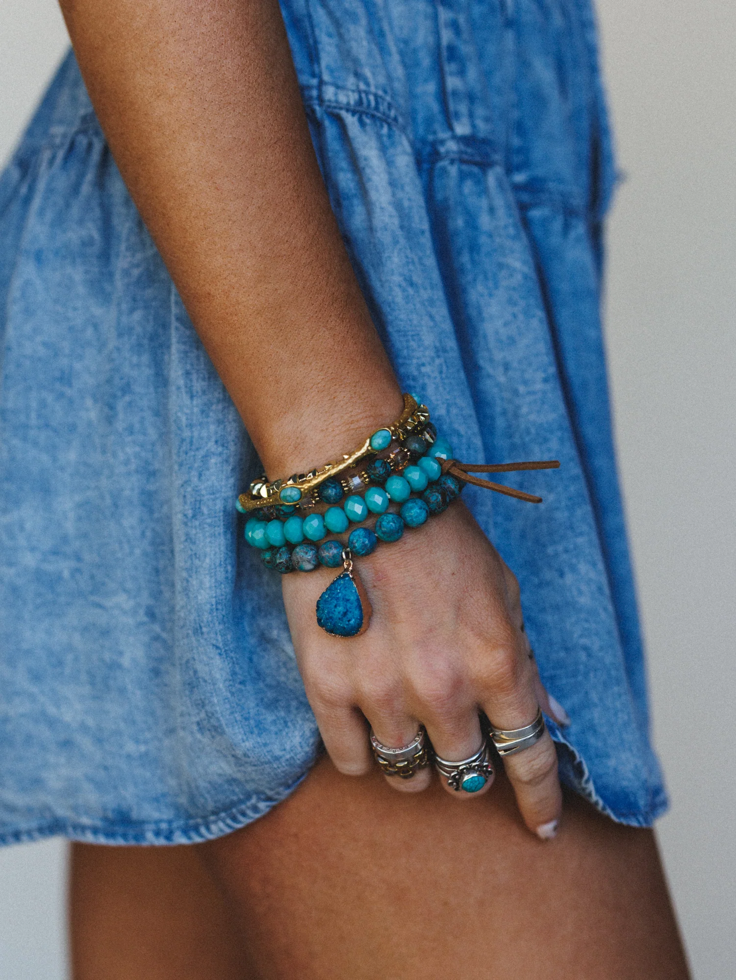 Beatrice Bracelet Stack - Turquoise - Image 2