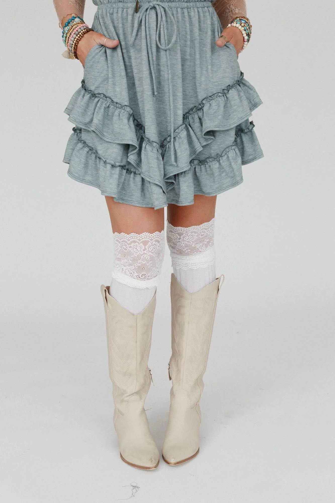 Becca Knee High Socks - White - Image 6