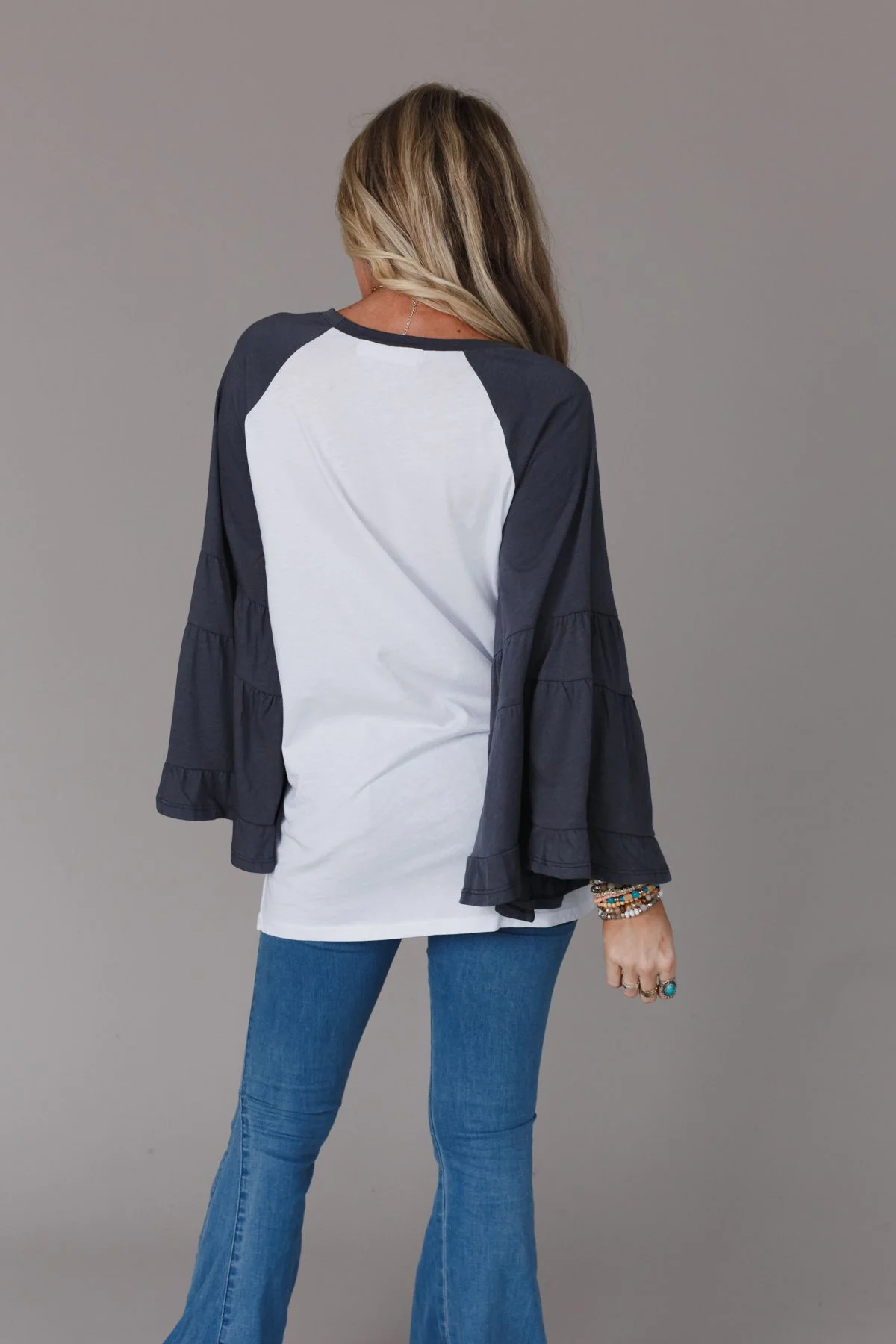 Bell Sleeve Baseball Tee - Charcoal - Image 2