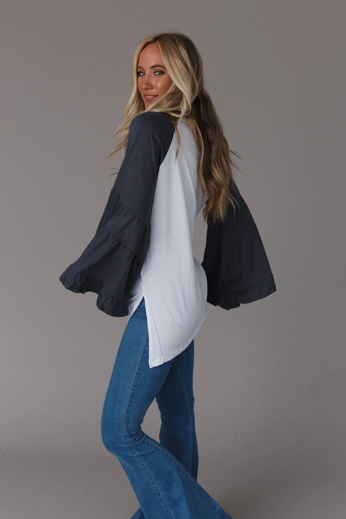 Bell Sleeve Baseball Tee - Charcoal - Image 5