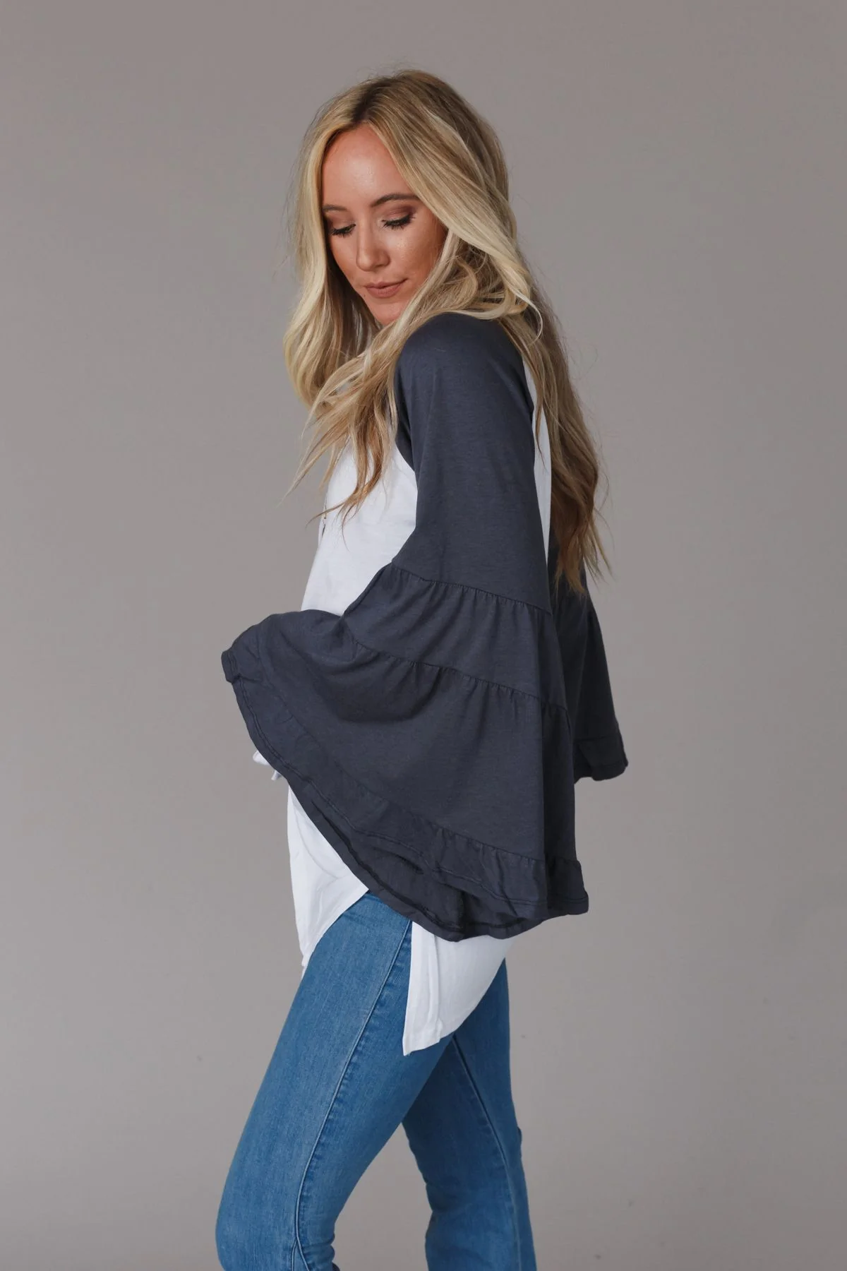 Bell Sleeve Baseball Tee - Charcoal - Image 6