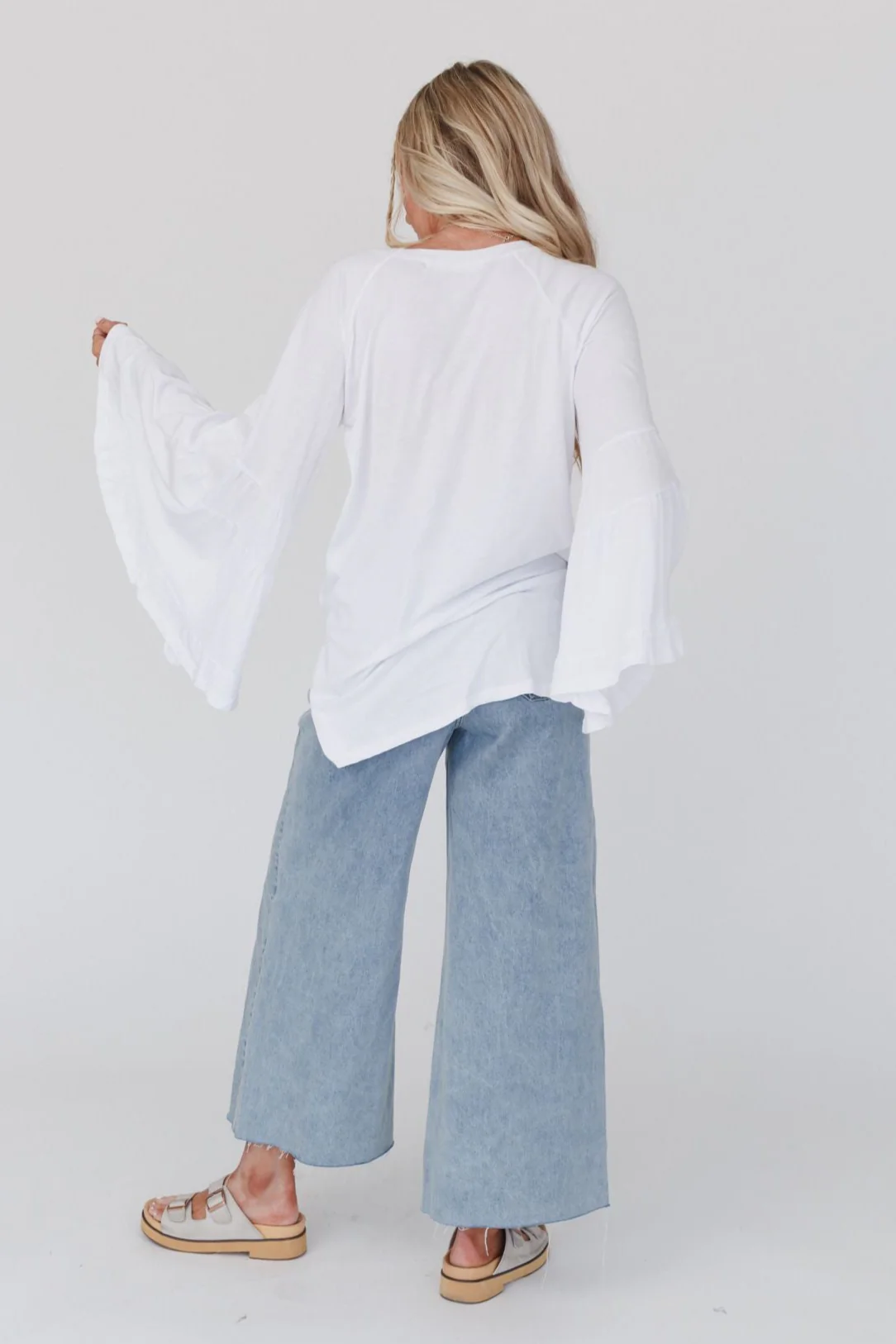 Bell Sleeve Baseball Tee - White - Image 4